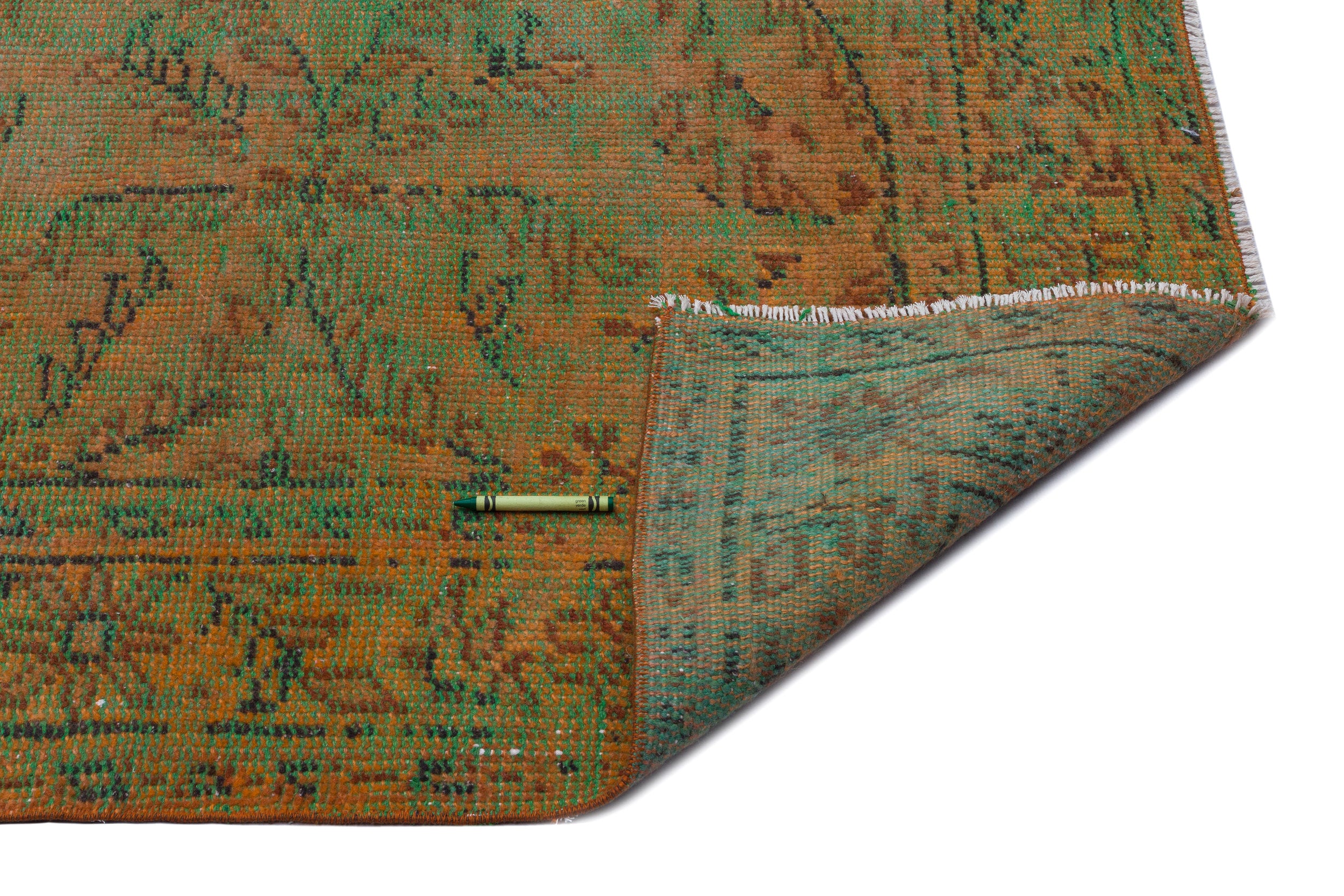 Green Over Dyed Vintage Rug 5'5'' x 8'6'' ft 166 x 258 cm