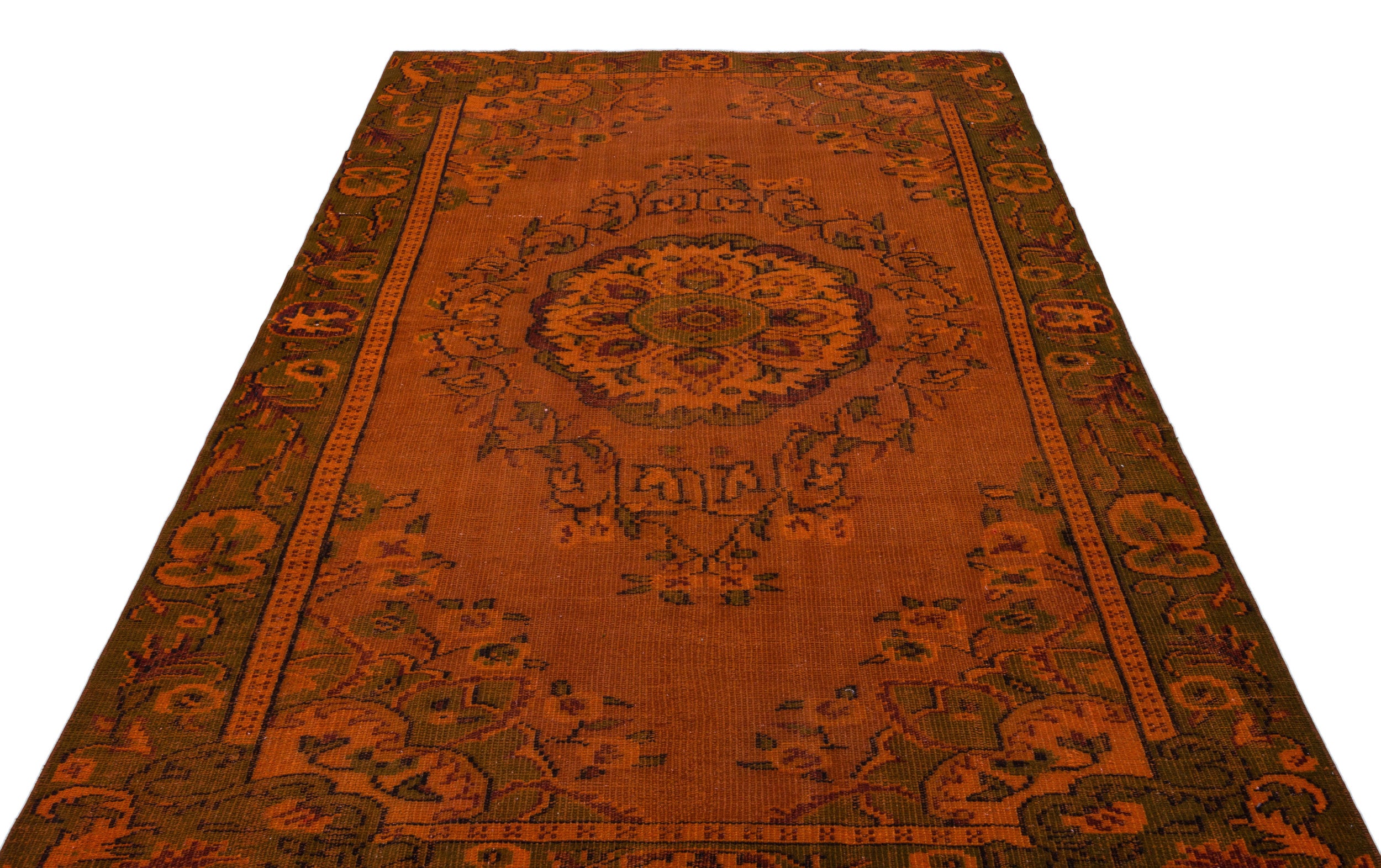 Orange Over Dyed Vintage Rug 5'7'' x 8'6'' ft 170 x 259 cm