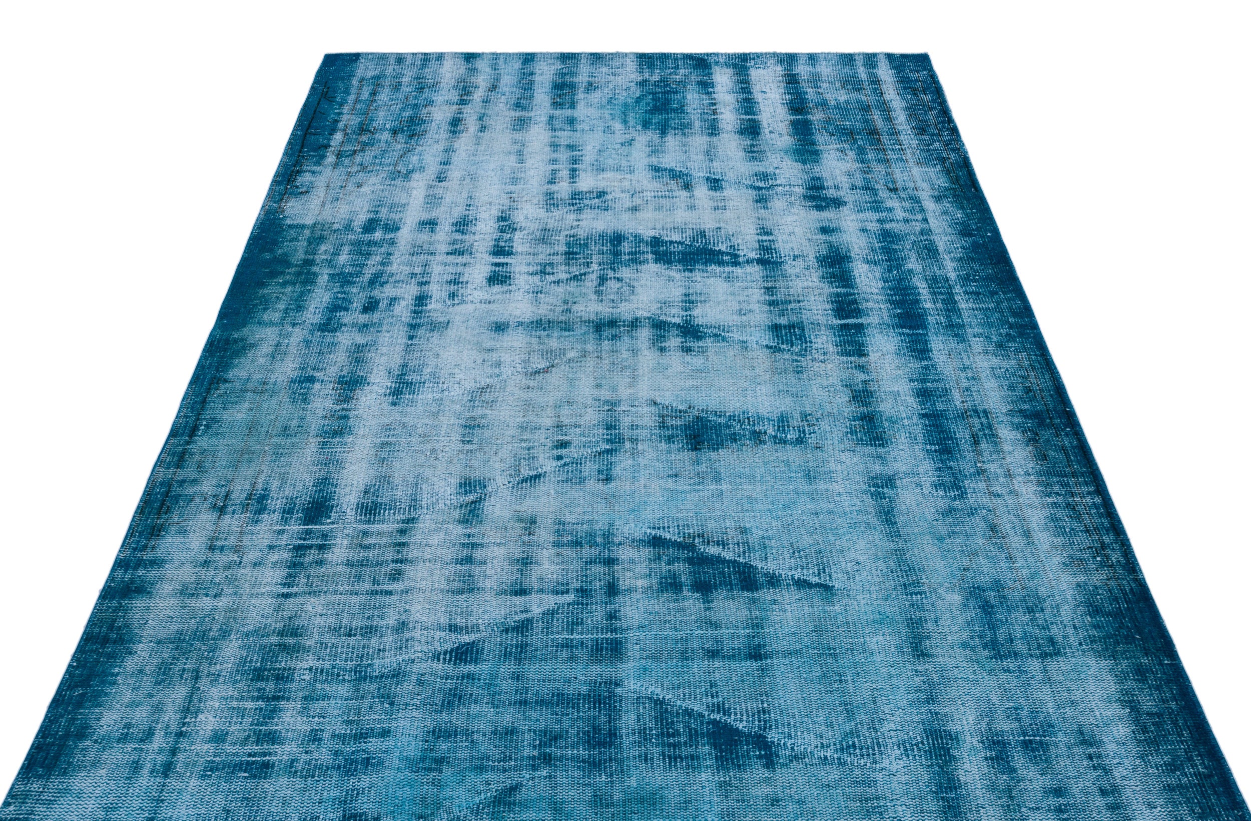 Turquoise  Over Dyed Vintage Rug 5'3'' x 8'9'' ft 161 x 266 cm