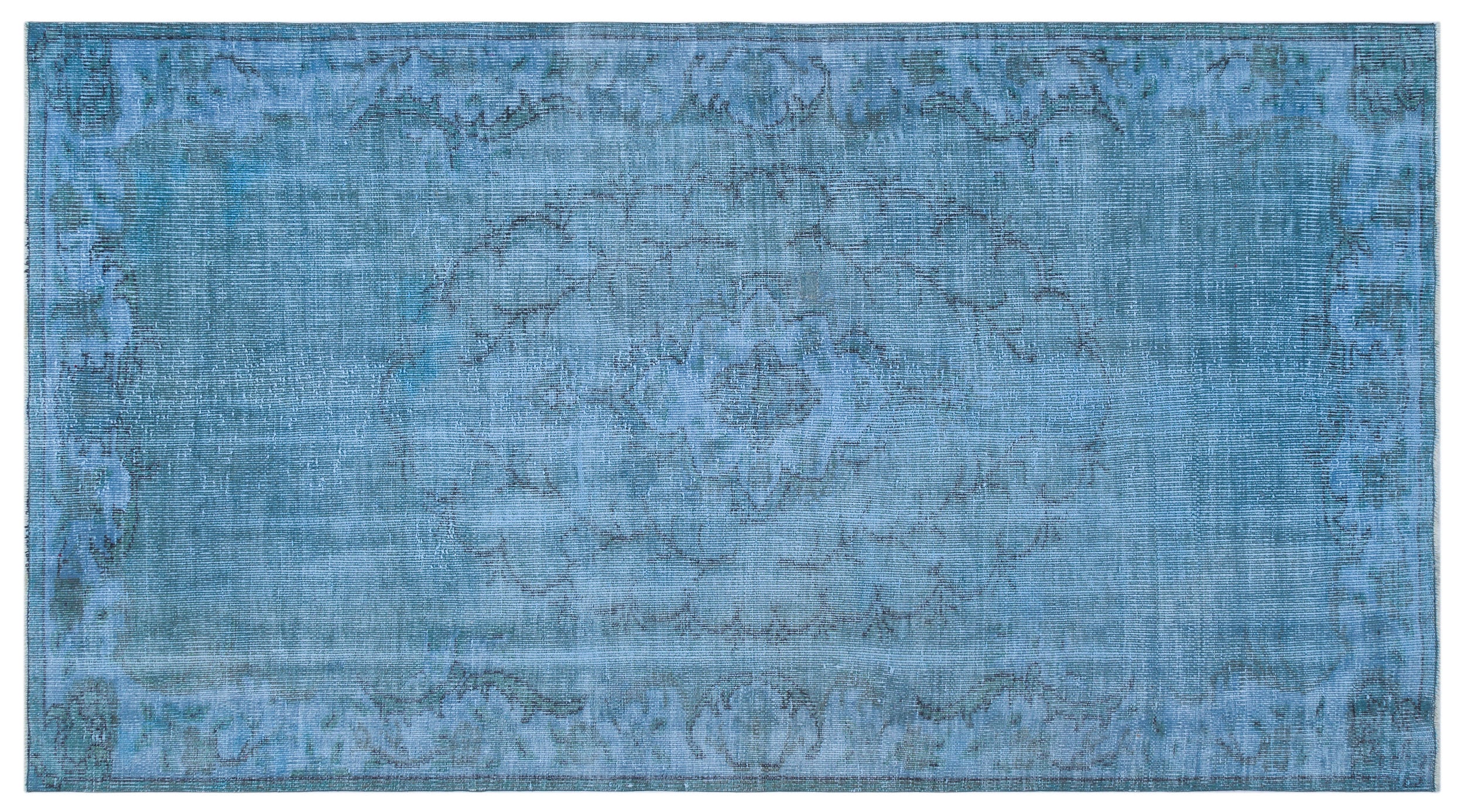 Blue Over Dyed Vintage Rug 4'8'' x 8'5'' ft 143 x 256 cm