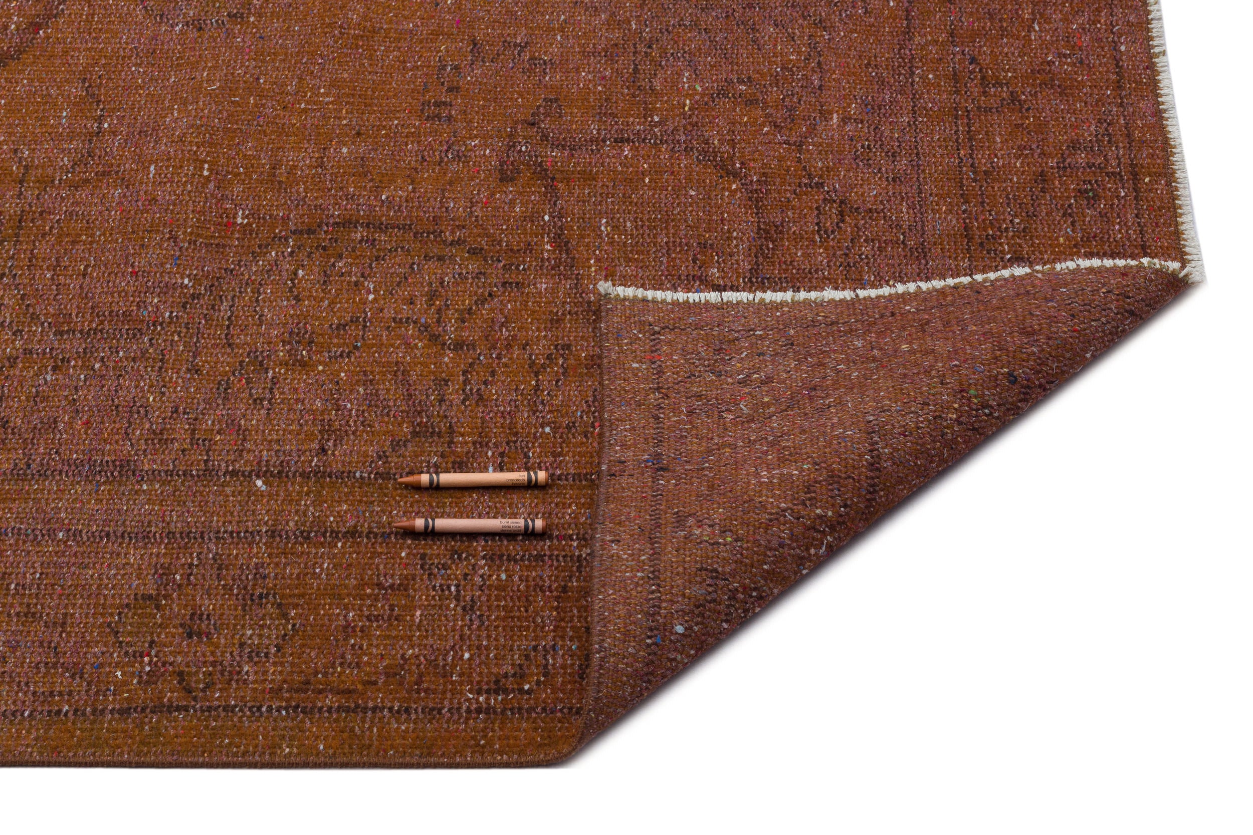 Brown Over Dyed Vintage Rug 5'5'' x 9'3'' ft 164 x 282 cm