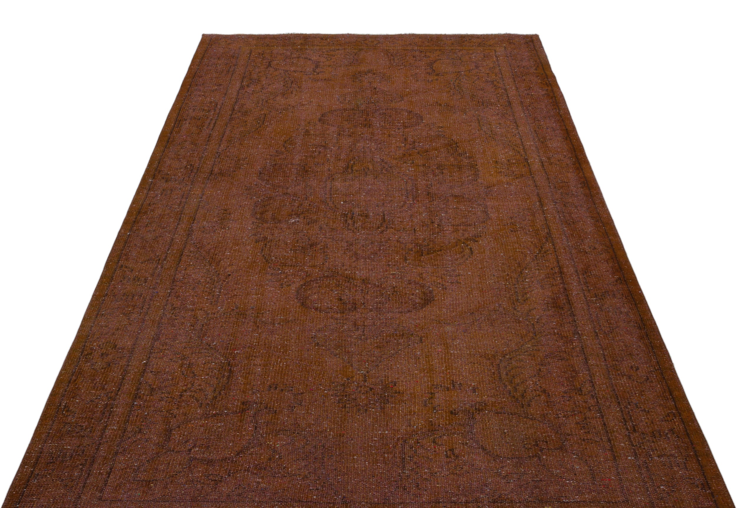 Brown Over Dyed Vintage Rug 5'5'' x 9'3'' ft 164 x 282 cm