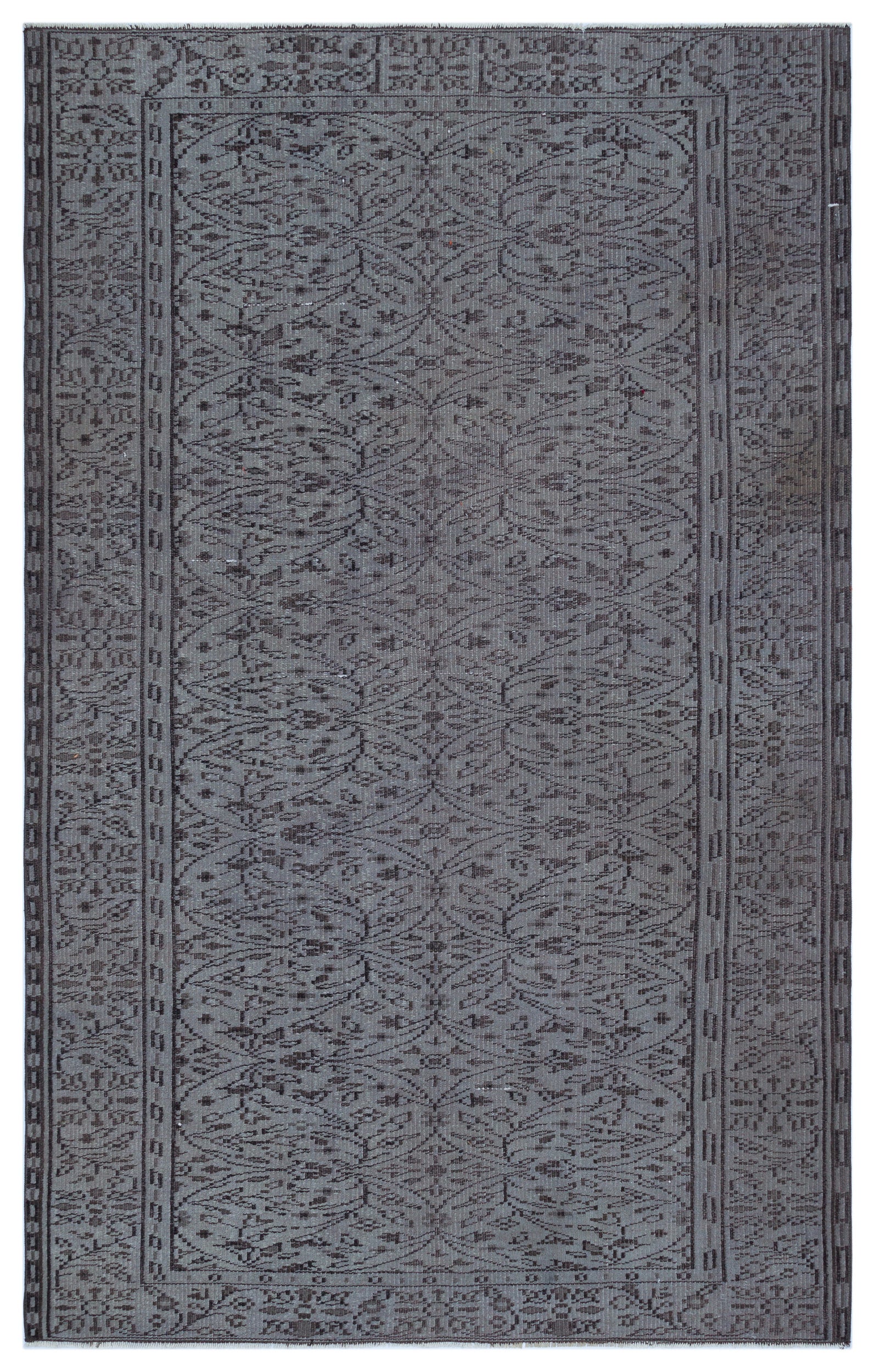 Gray Over Dyed Vintage Rug 5'3'' x 8'2'' ft 161 x 248 cm