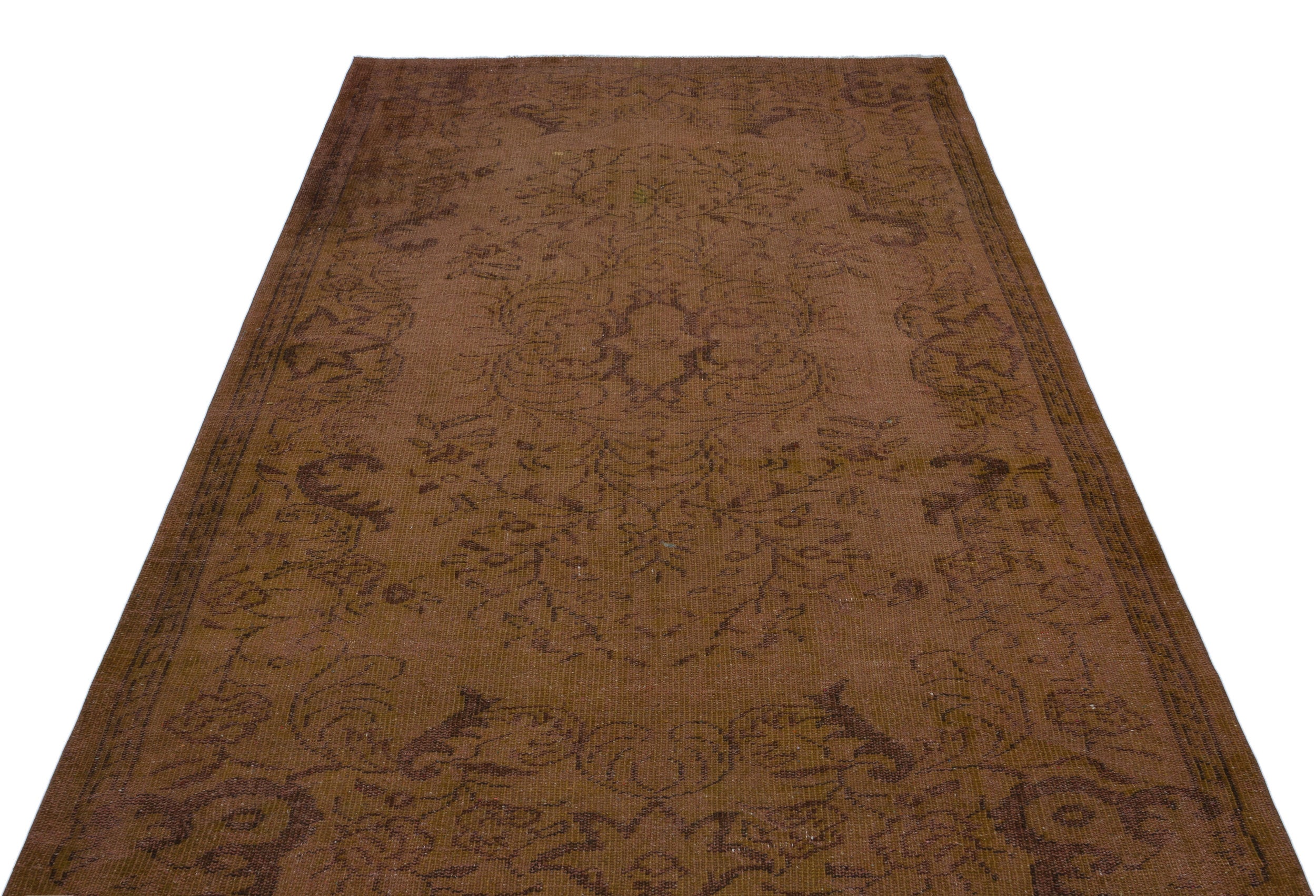 Brown Over Dyed Vintage Rug 5'3'' x 8'11'' ft 160 x 271 cm