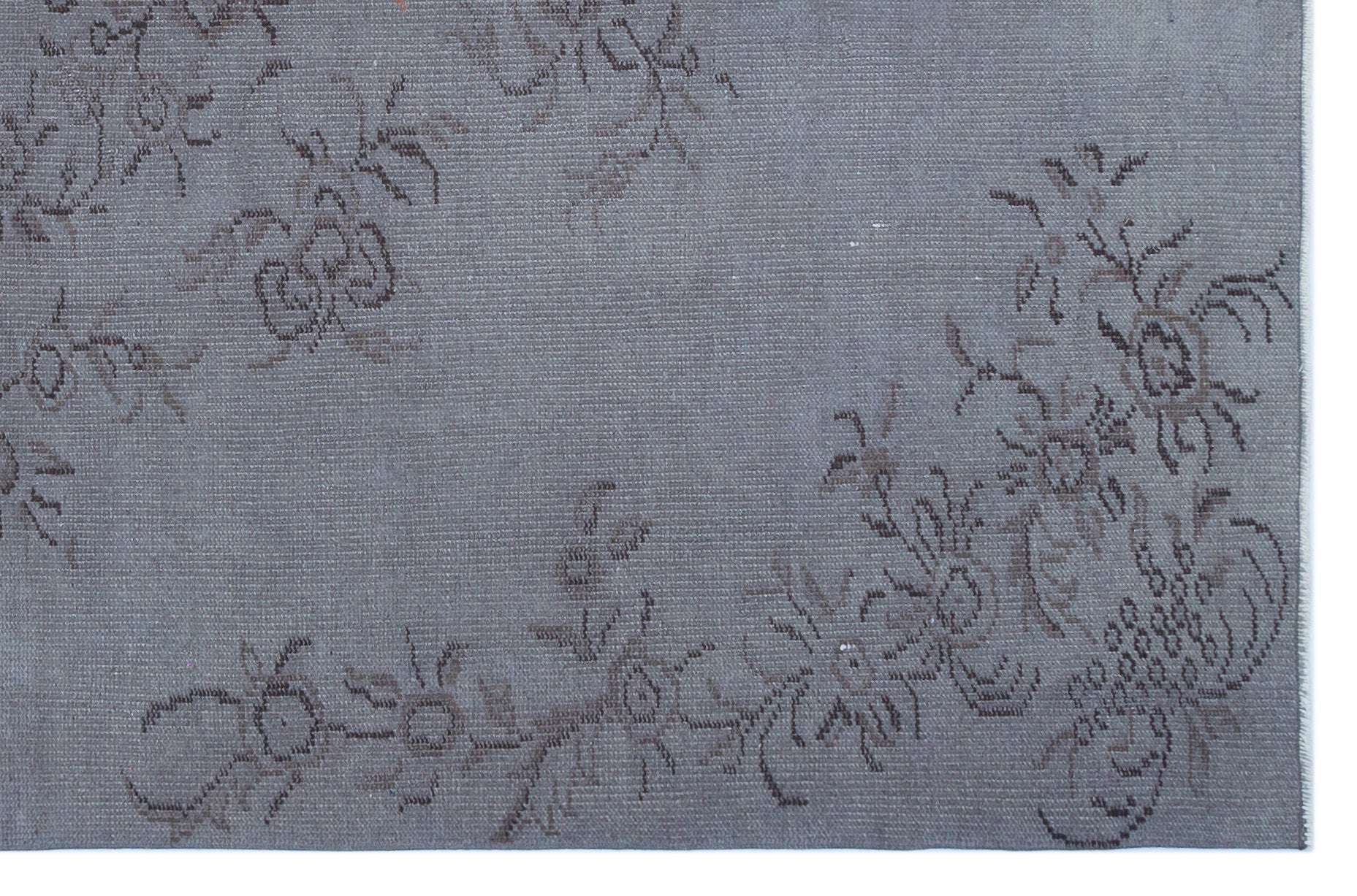 Gray Over Dyed Vintage Rug 5'6'' x 8'6'' ft 168 x 258 cm