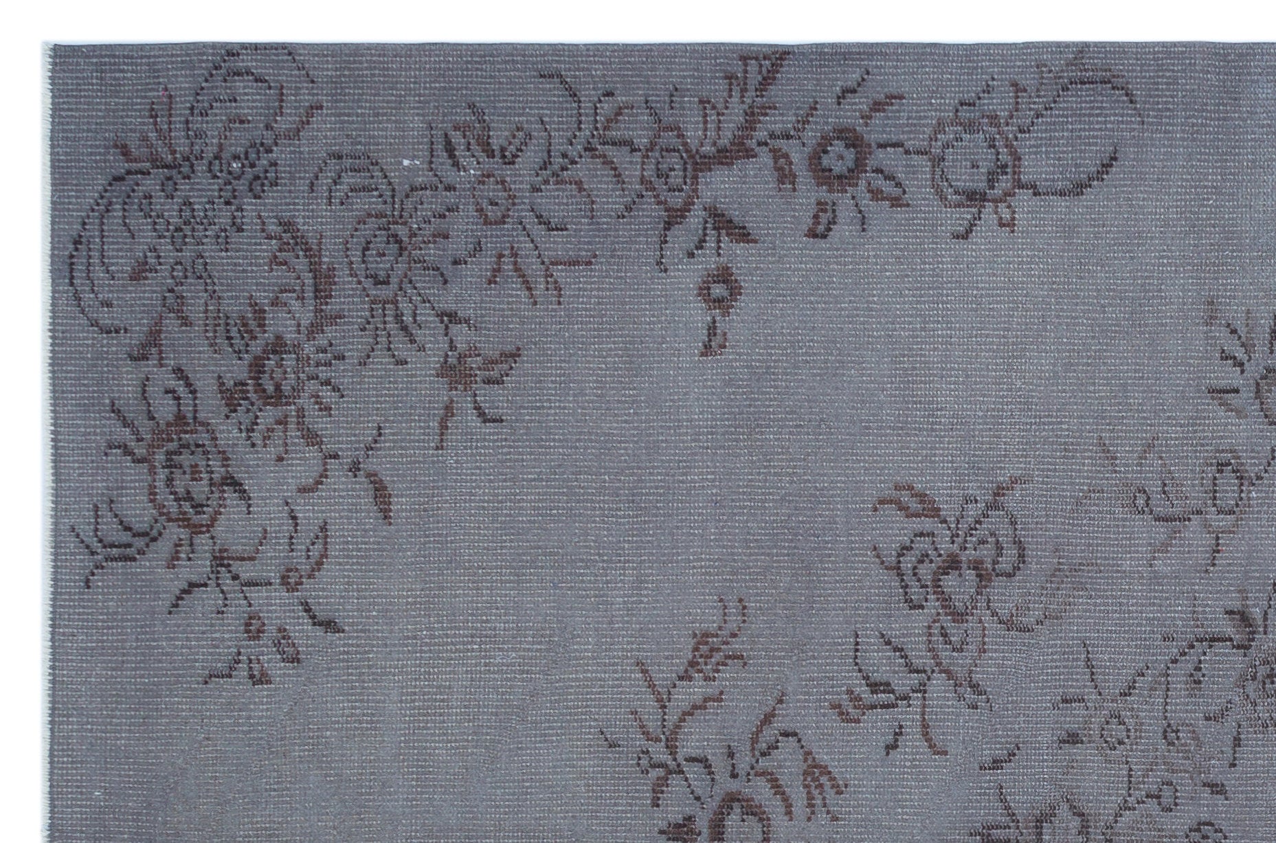 Gray Over Dyed Vintage Rug 5'6'' x 8'6'' ft 168 x 258 cm