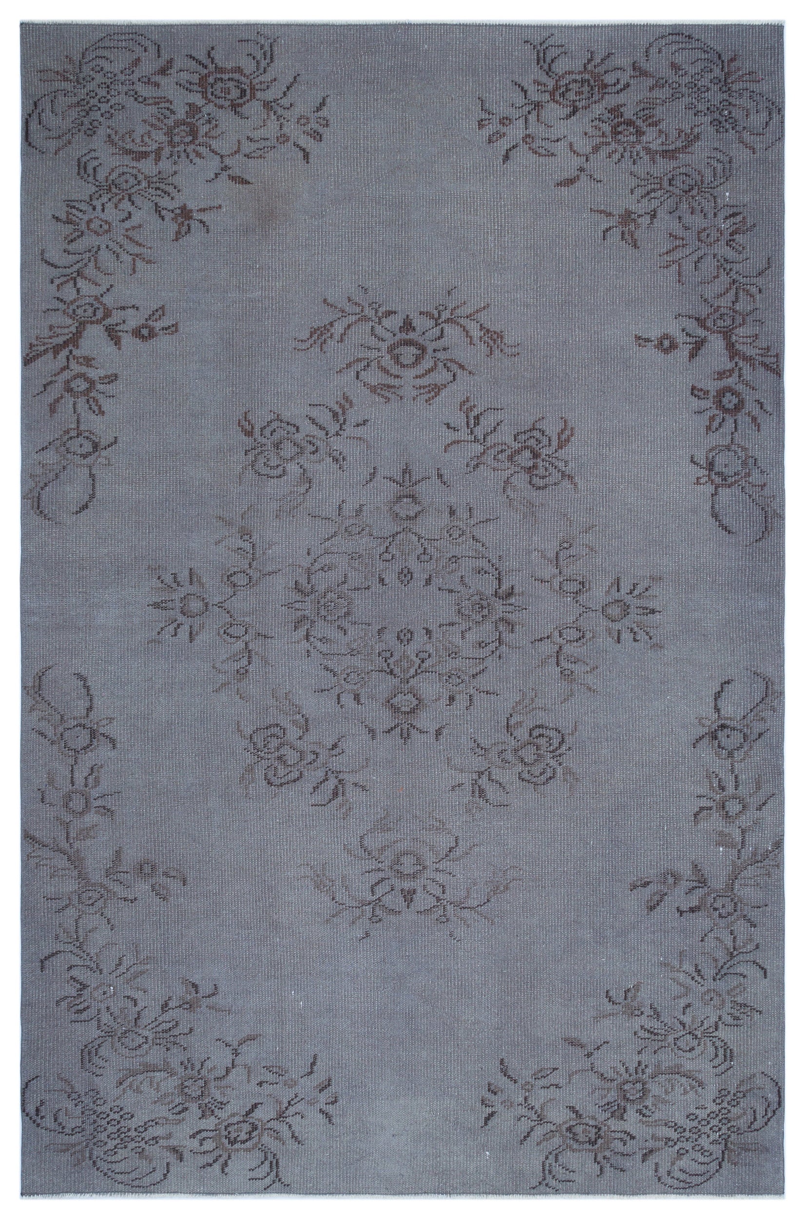 Gray Over Dyed Vintage Rug 5'6'' x 8'6'' ft 168 x 258 cm