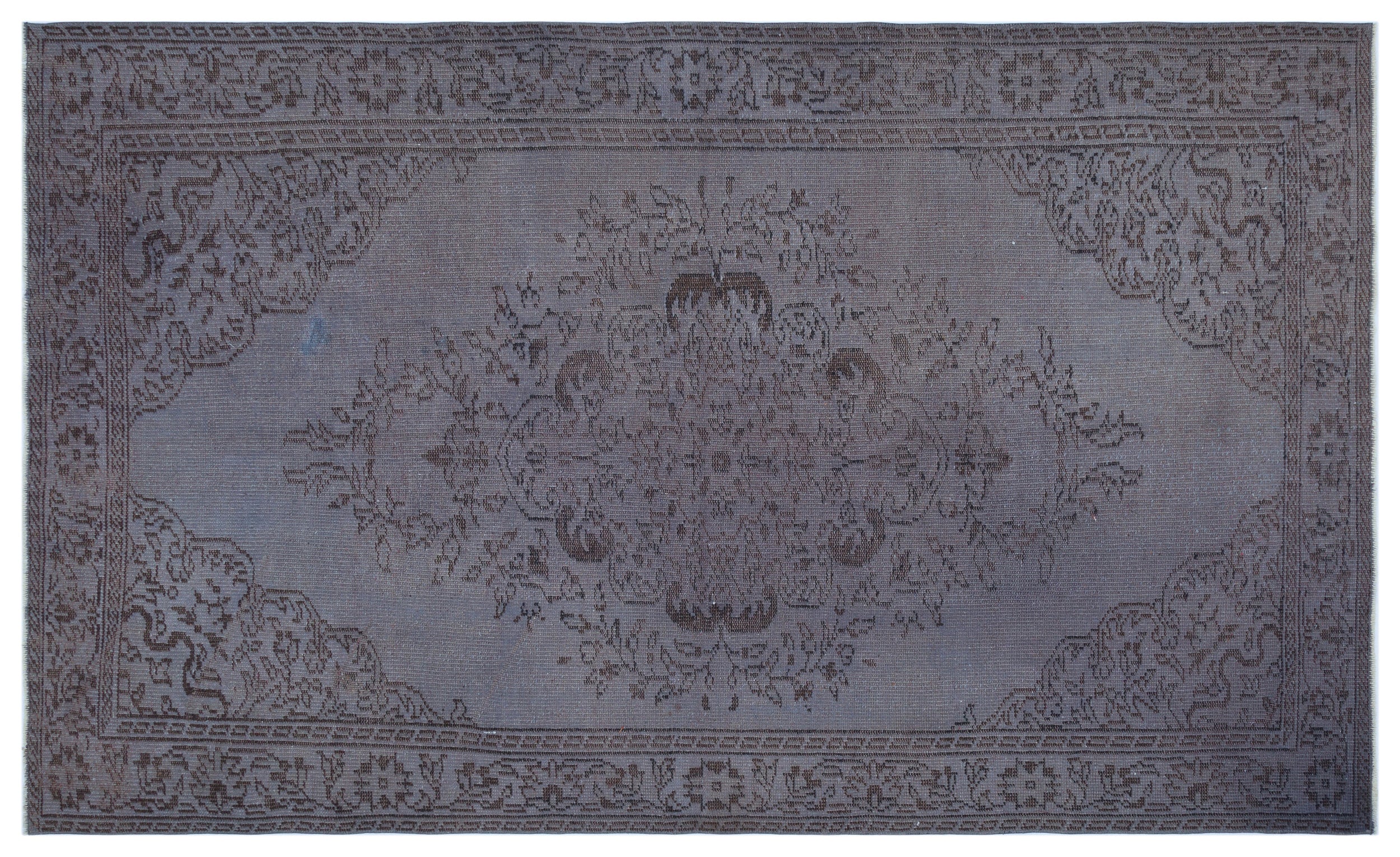 Gray Over Dyed Vintage Rug 5'5'' x 8'10'' ft 165 x 268 cm