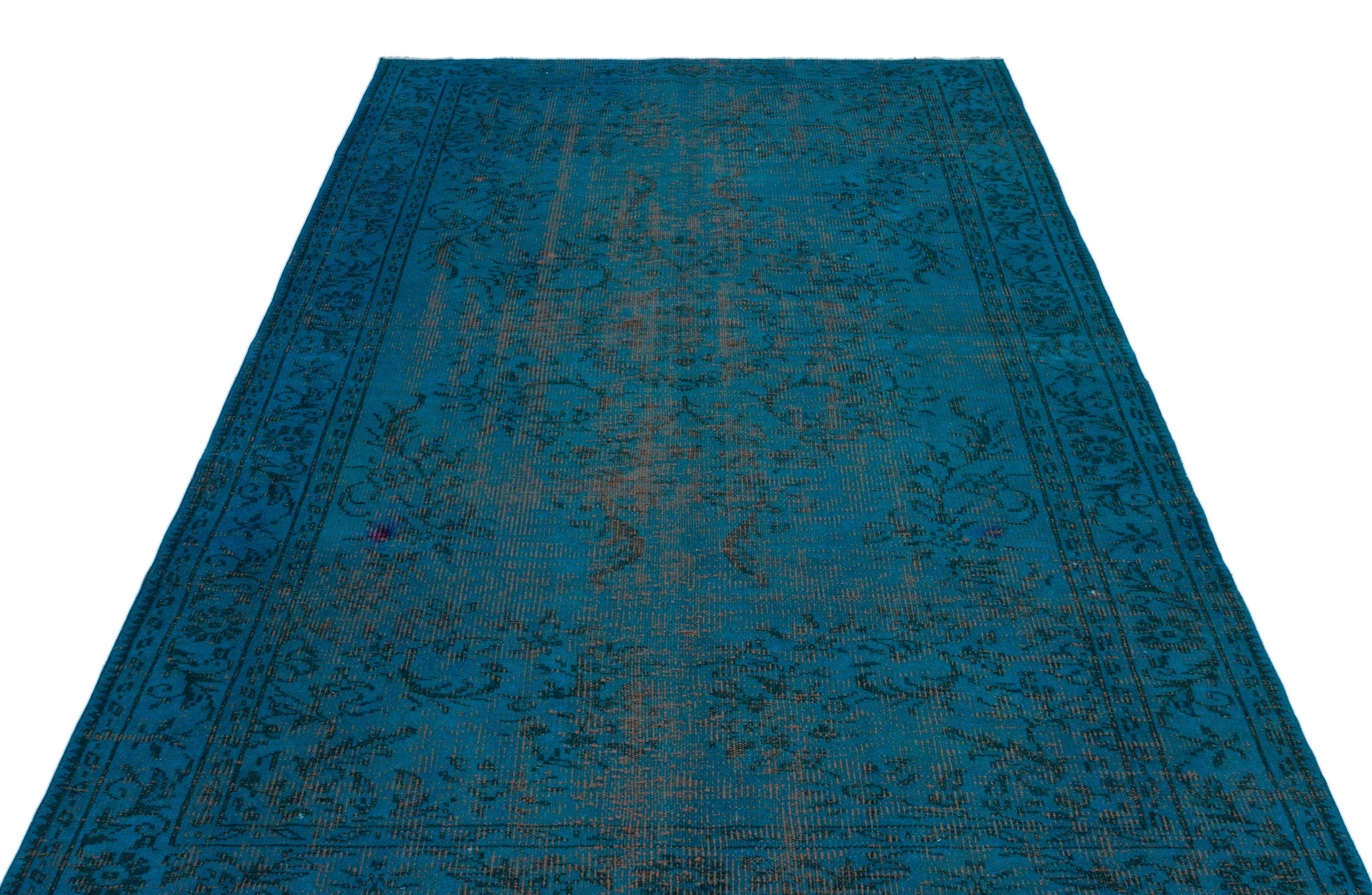 Turquoise  Over Dyed Vintage Rug 5'5'' x 8'6'' ft 166 x 260 cm