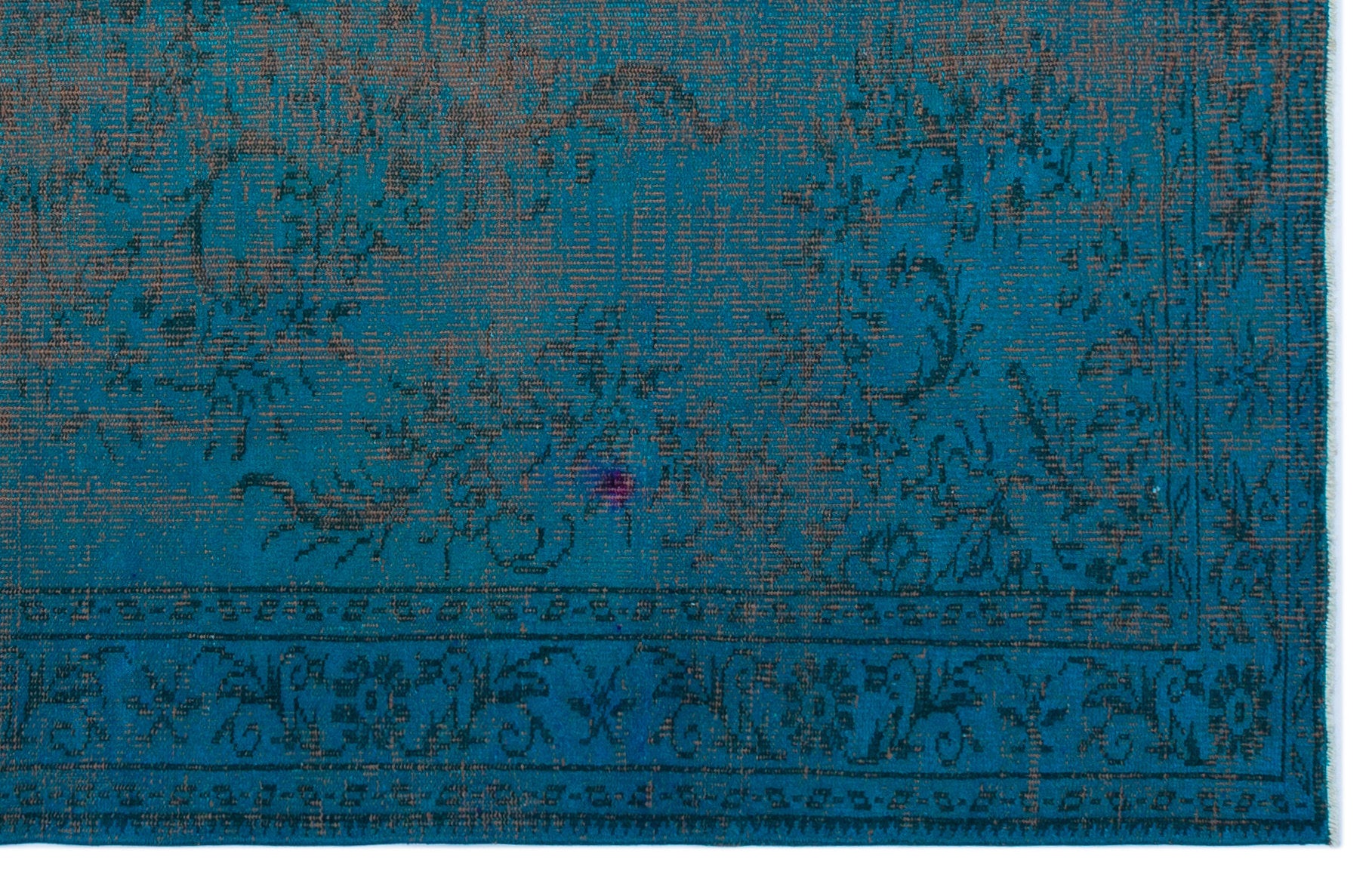 Turquoise  Over Dyed Vintage Rug 5'5'' x 8'6'' ft 166 x 260 cm