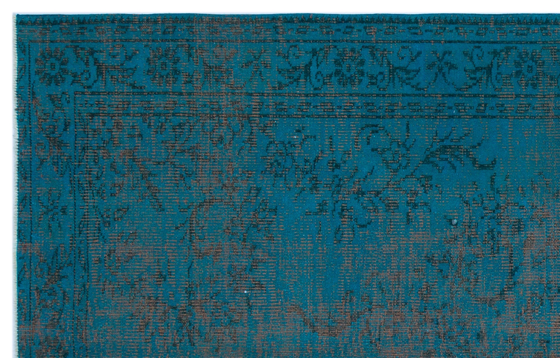 Turquoise  Over Dyed Vintage Rug 5'5'' x 8'6'' ft 166 x 260 cm