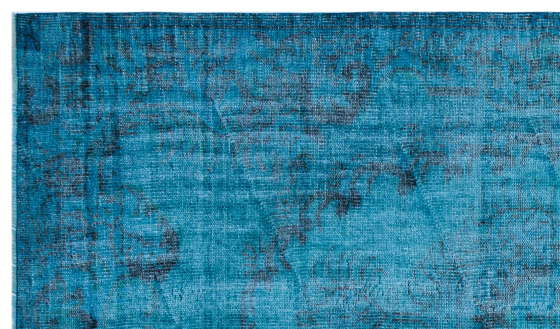 Turquoise  Over Dyed Vintage Rug 5'3'' x 8'11'' ft 160 x 272 cm