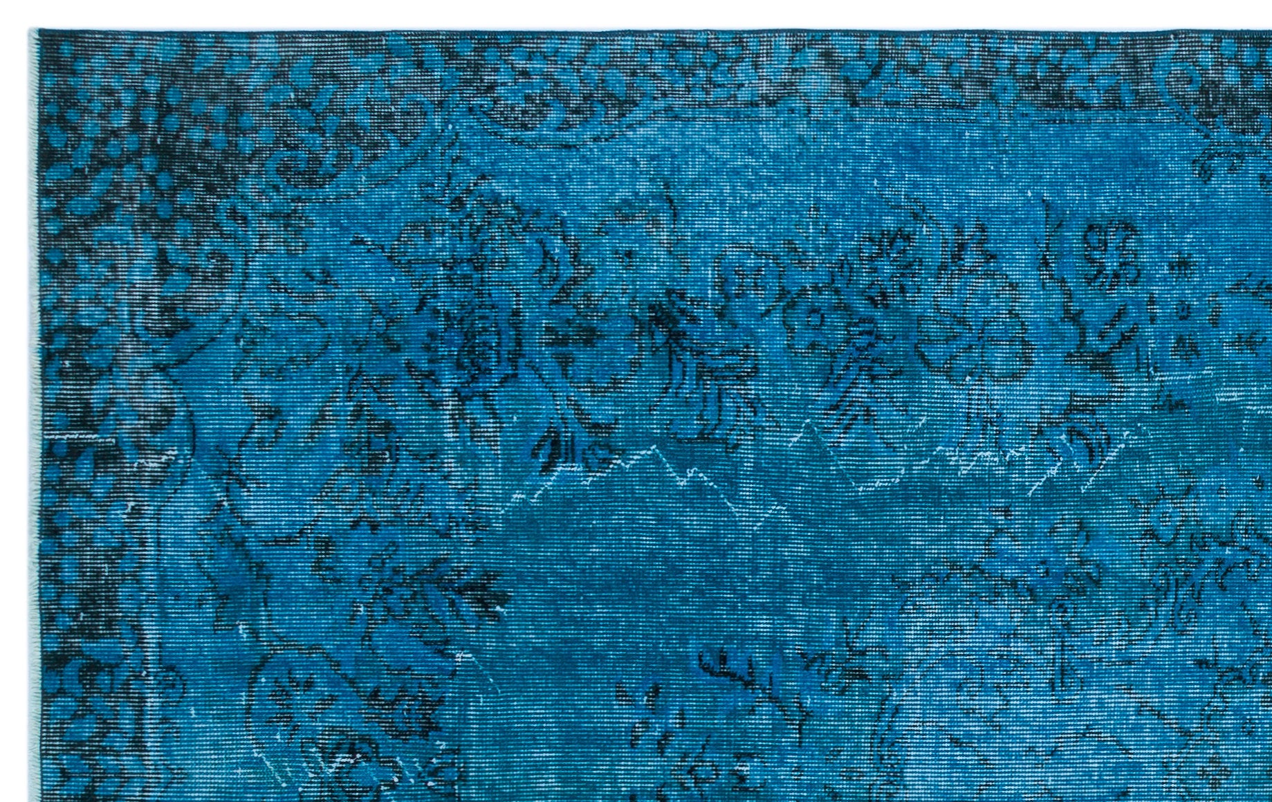 Turquoise  Over Dyed Vintage Rug 5'5'' x 8'7'' ft 166 x 262 cm