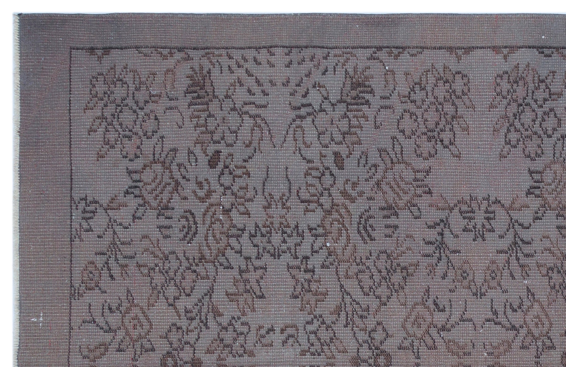 Gray Over Dyed Vintage Rug 5'7'' x 8'5'' ft 169 x 256 cm