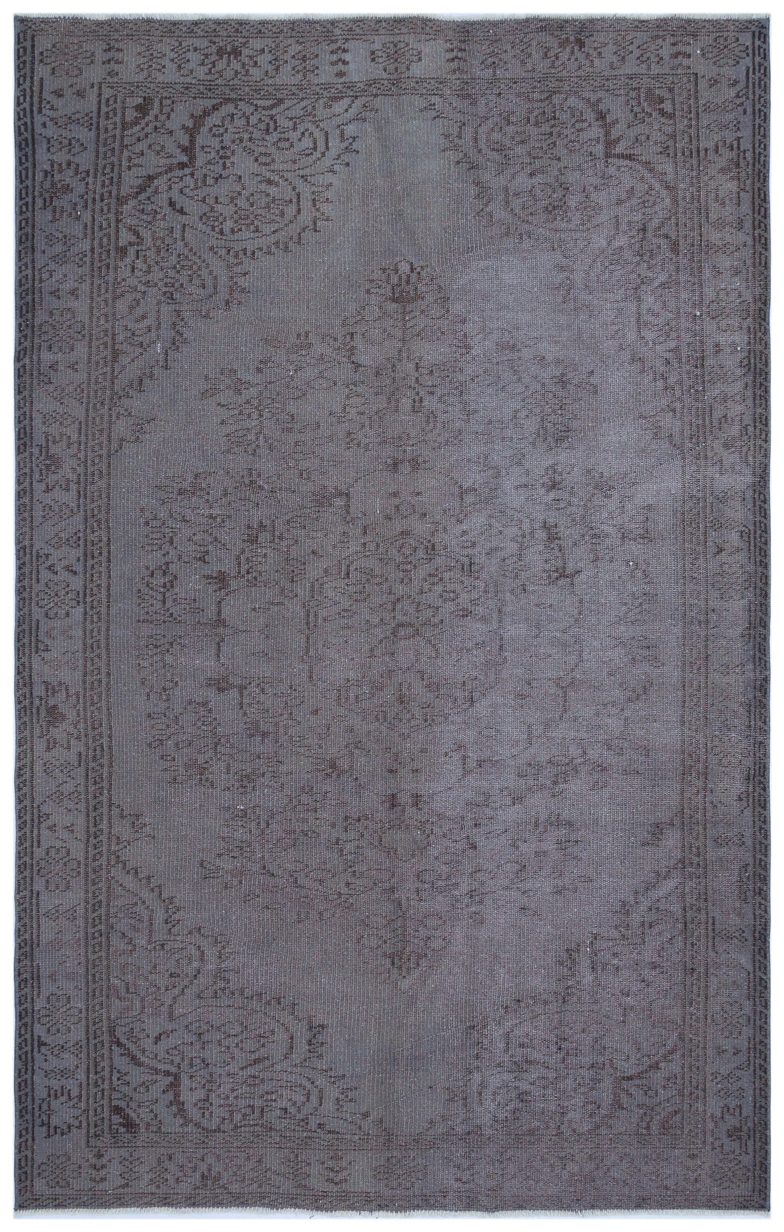 Gray Over Dyed Vintage Rug 5'6'' x 8'8'' ft 168 x 265 cm