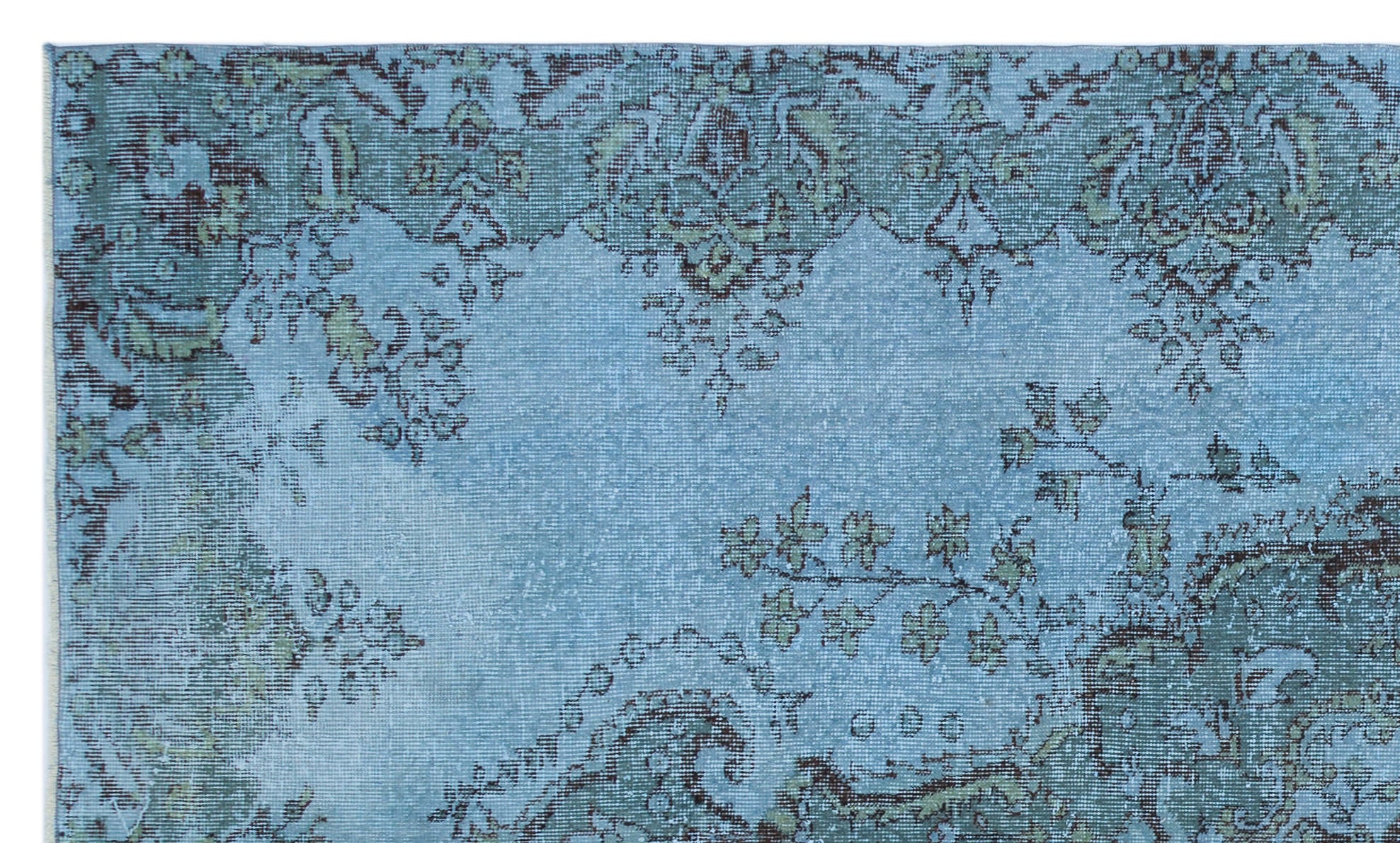 Blue Over Dyed Vintage Rug 5'5'' x 9'2'' ft 165 x 279 cm