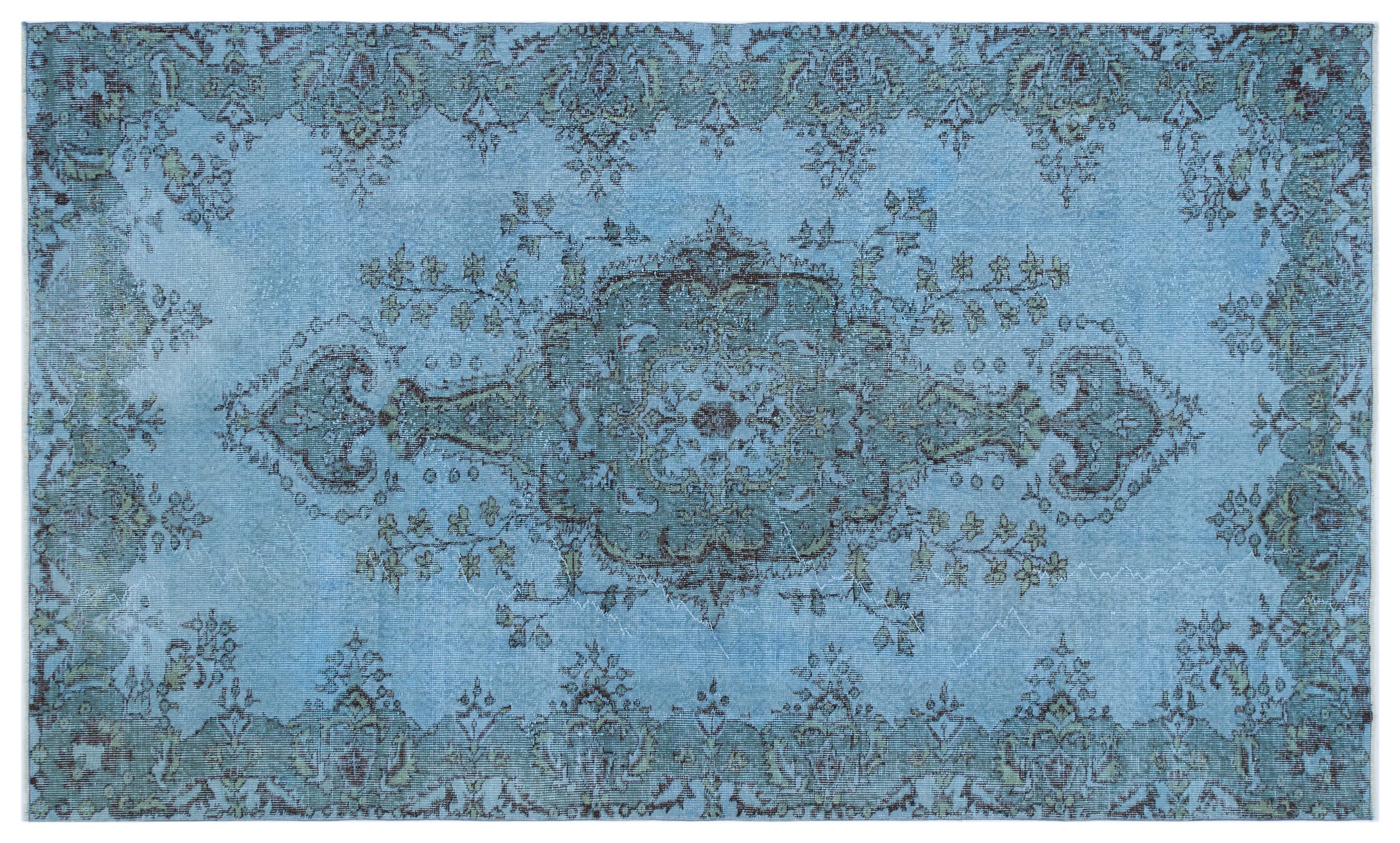 Blue Over Dyed Vintage Rug 5'5'' x 9'2'' ft 165 x 279 cm