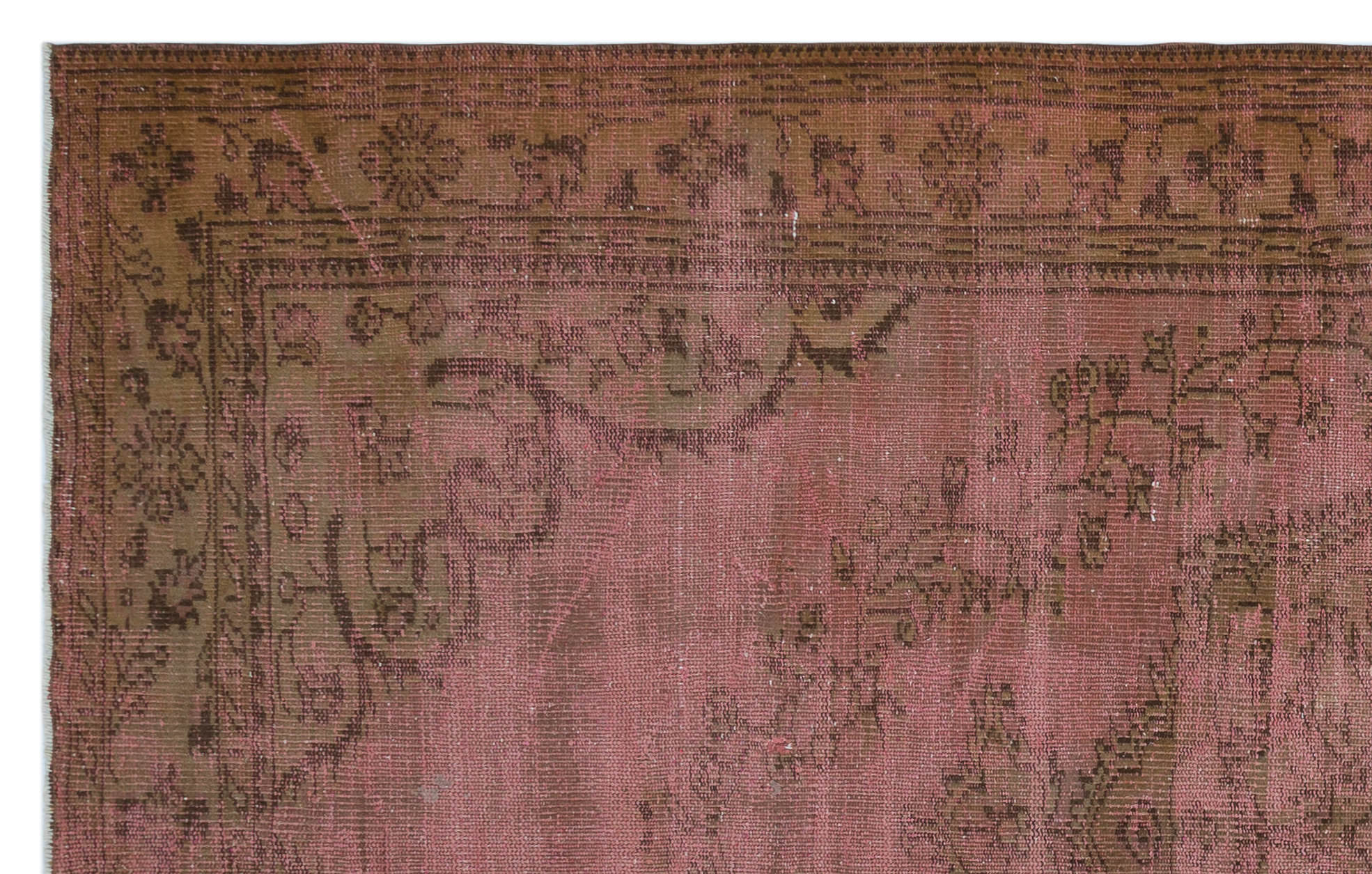 Brown Over Dyed Vintage Rug 5'8'' x 9'1'' ft 173 x 276 cm
