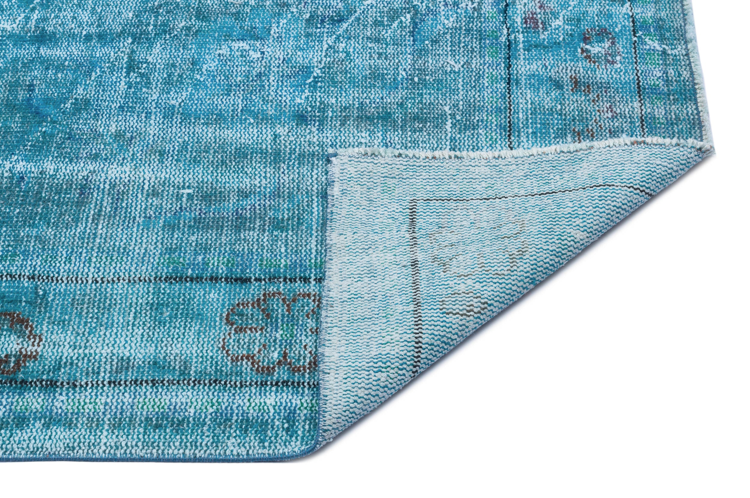 Turquoise  Over Dyed Vintage Rug 5'8'' x 9'10'' ft 172 x 300 cm