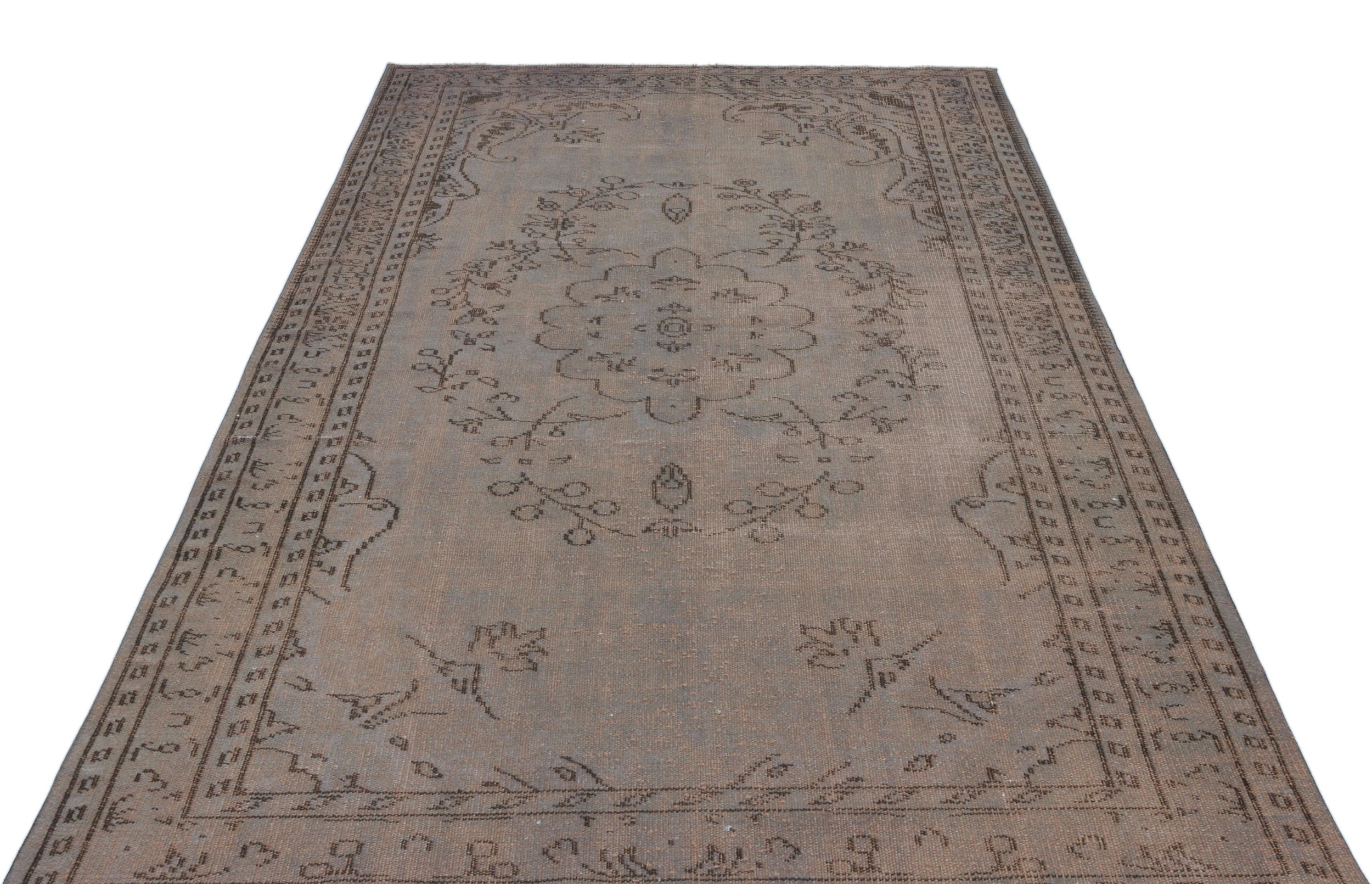 Gray Over Dyed Vintage Rug 5'7'' x 8'2'' ft 169 x 248 cm