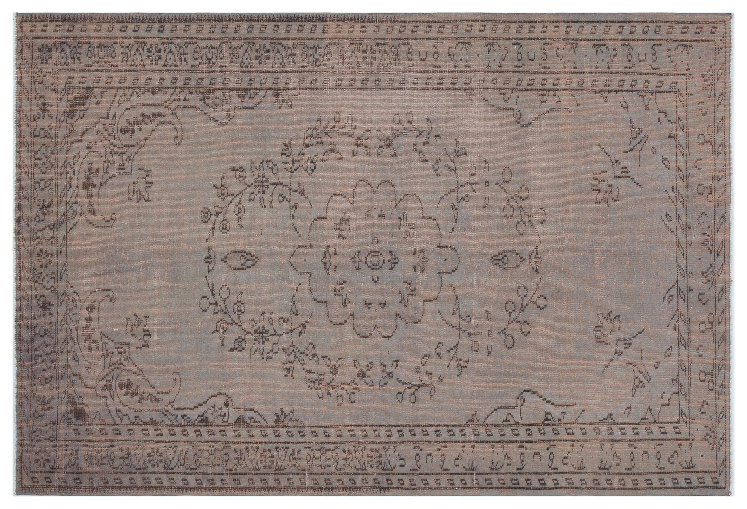 Gray Over Dyed Vintage Rug 5'7'' x 8'2'' ft 169 x 248 cm