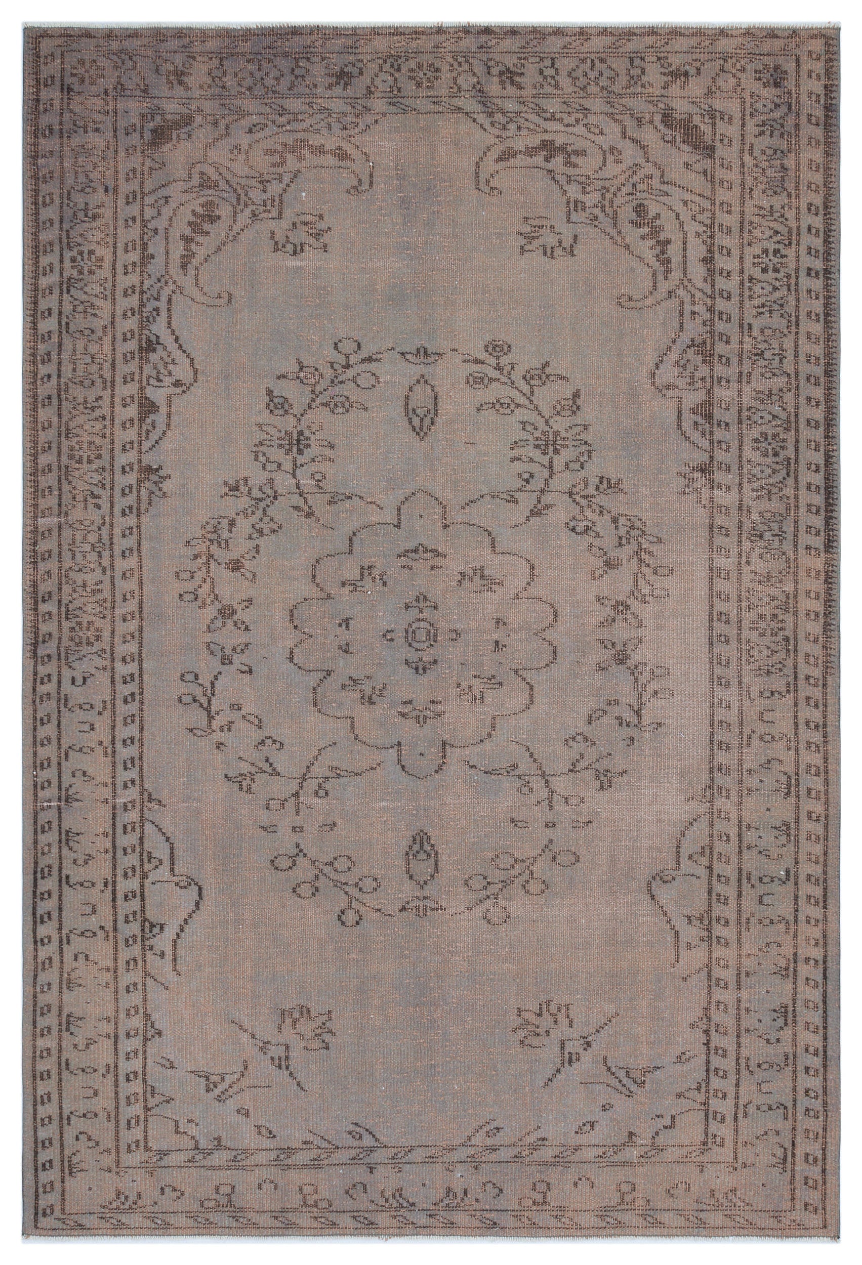 Gray Over Dyed Vintage Rug 5'7'' x 8'2'' ft 169 x 248 cm