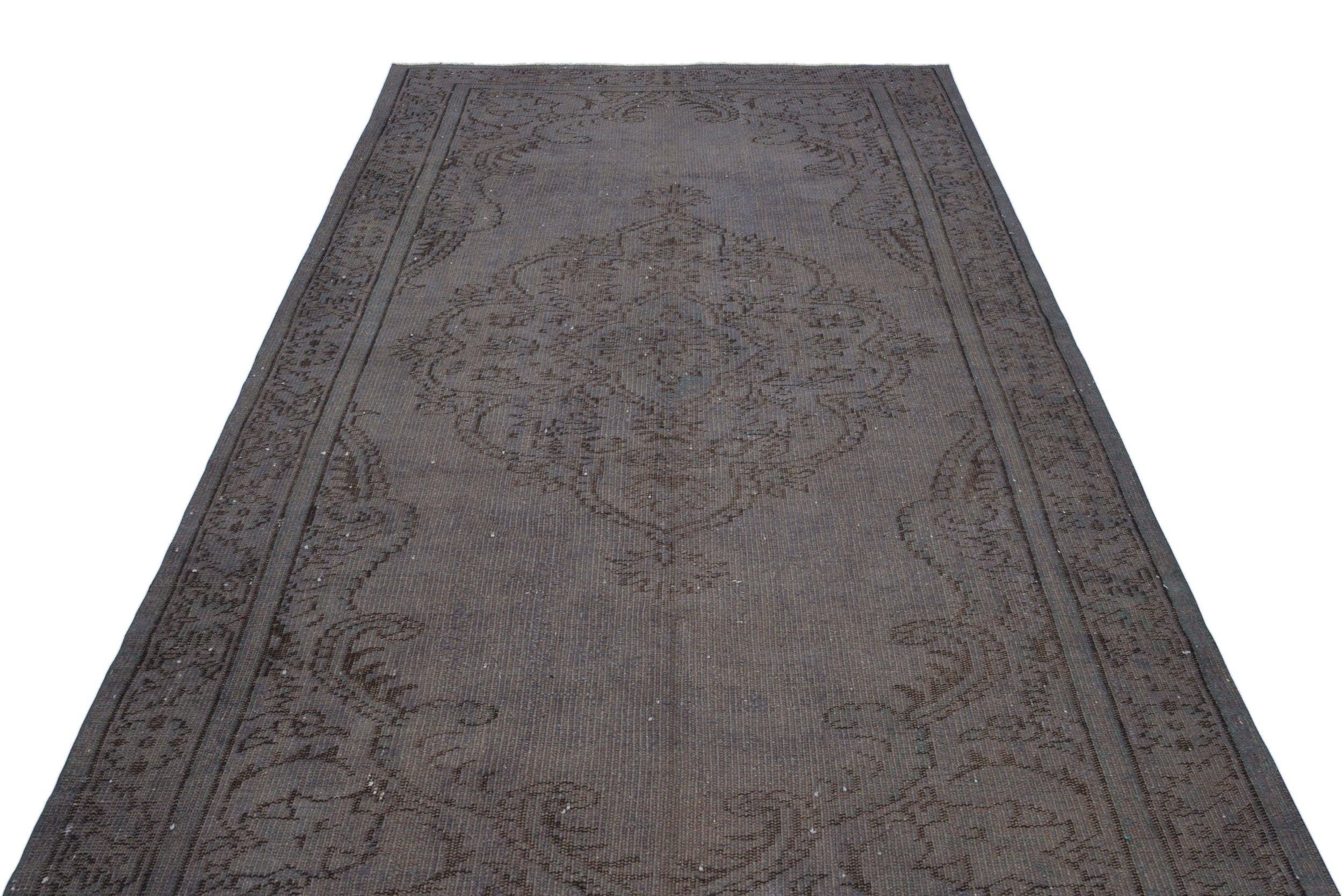 Gray Over Dyed Vintage Rug 5'7'' x 9'8'' ft 170 x 294 cm