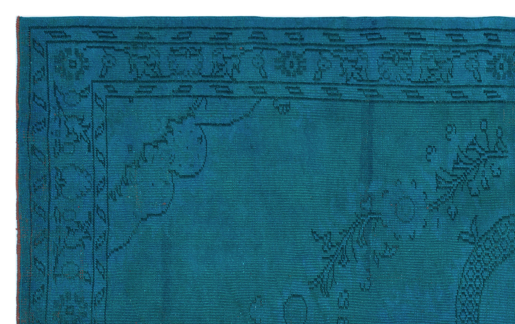 Turquoise  Over Dyed Vintage Rug 5'7'' x 8'11'' ft 170 x 273 cm