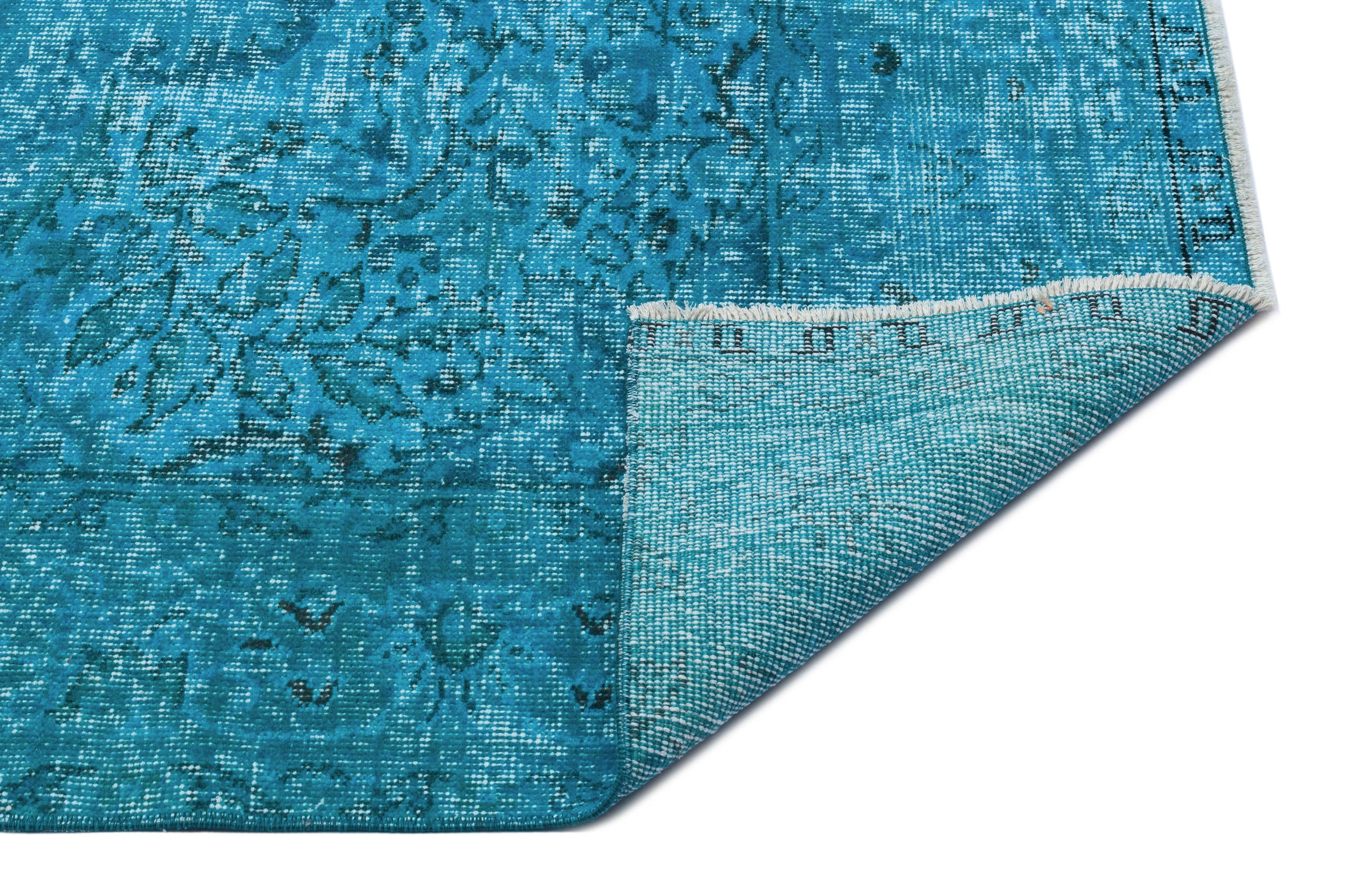 Turquoise  Over Dyed Vintage Rug 6'1'' x 9'7'' ft 185 x 292 cm