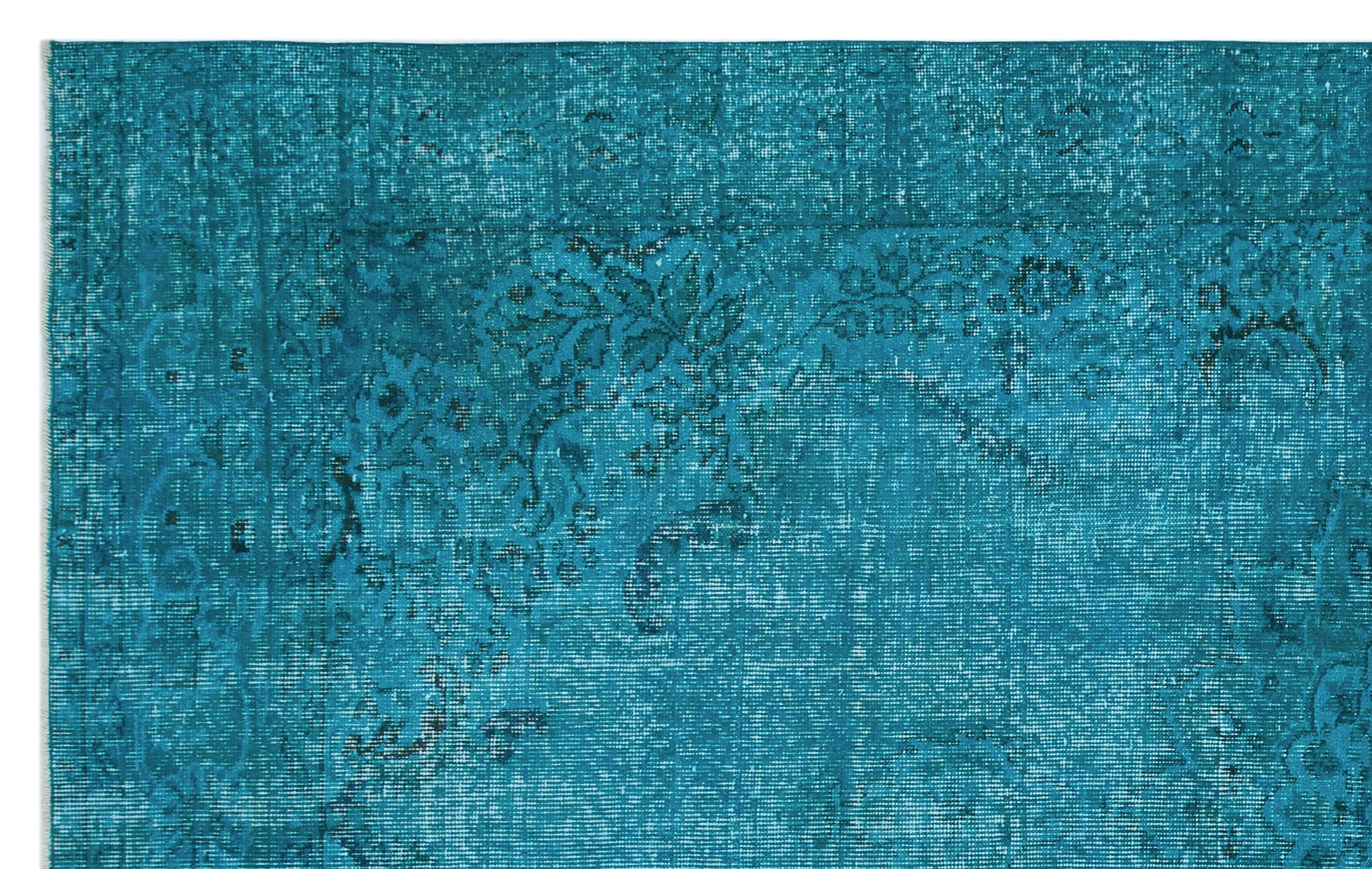 Turquoise  Over Dyed Vintage Rug 6'1'' x 9'7'' ft 185 x 292 cm