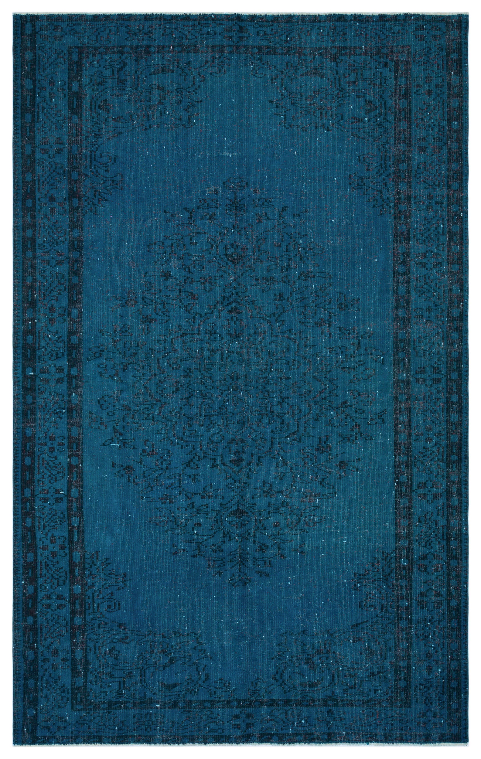 Turquoise  Over Dyed Vintage Rug 5'7'' x 8'8'' ft 169 x 263 cm