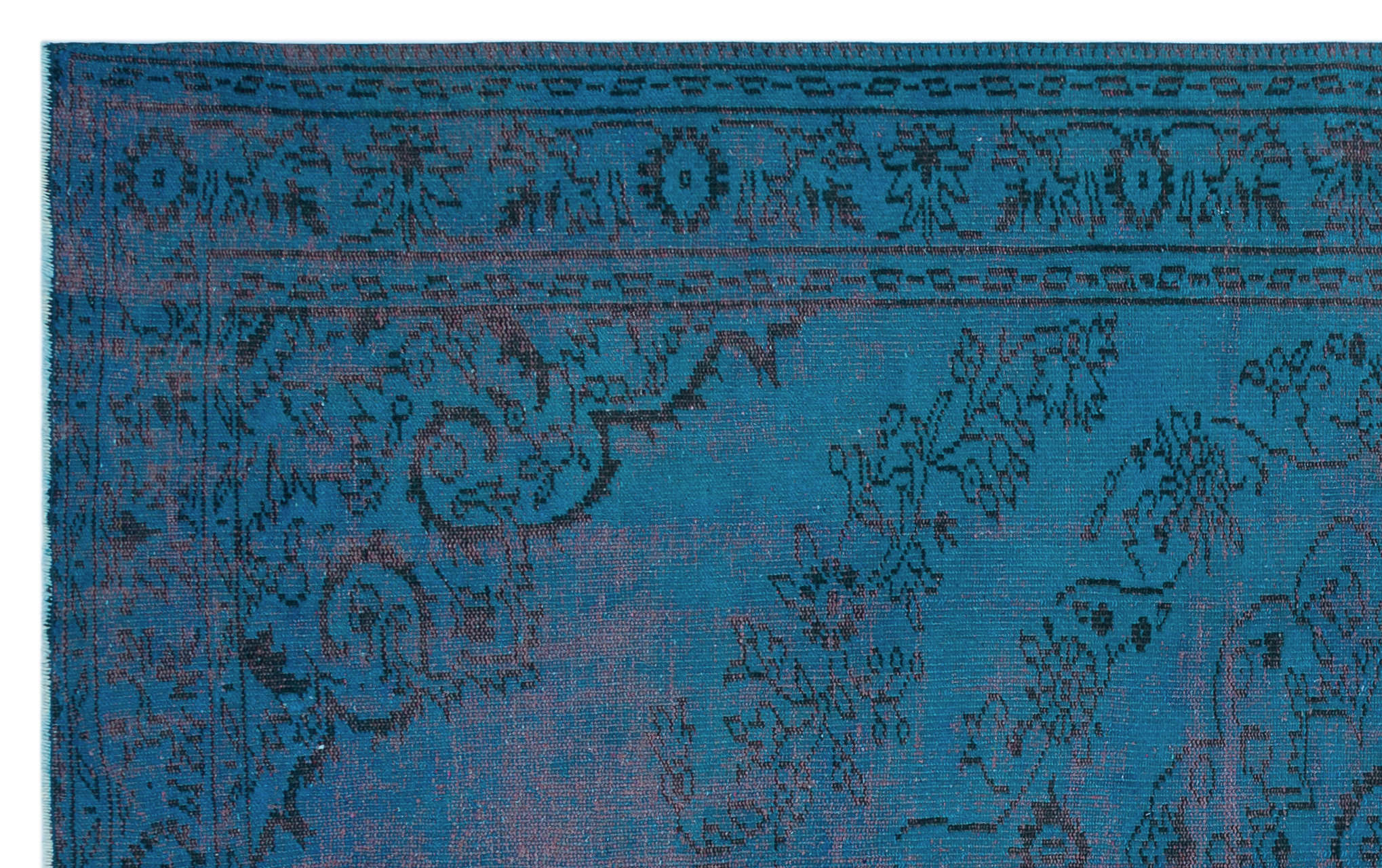 Turquoise  Over Dyed Vintage Rug 5'10'' x 9'5'' ft 178 x 288 cm