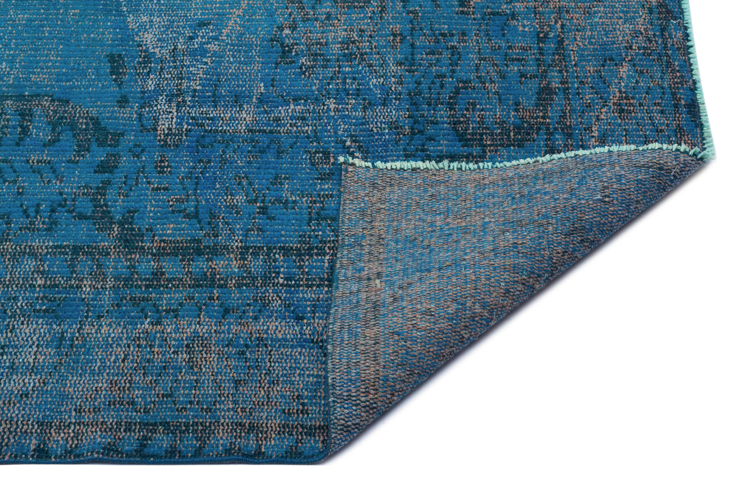 Turquoise  Over Dyed Vintage Rug 5'11'' x 9'5'' ft 180 x 287 cm
