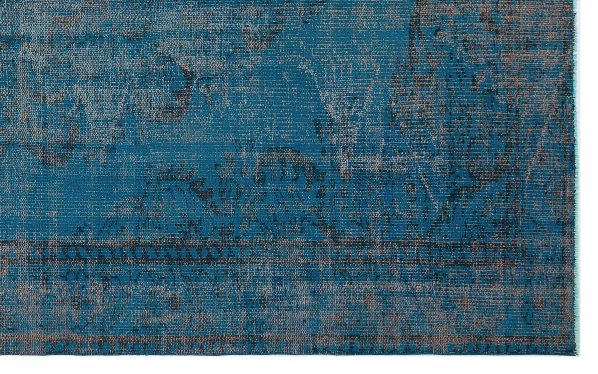Turquoise  Over Dyed Vintage Rug 5'11'' x 9'5'' ft 180 x 287 cm