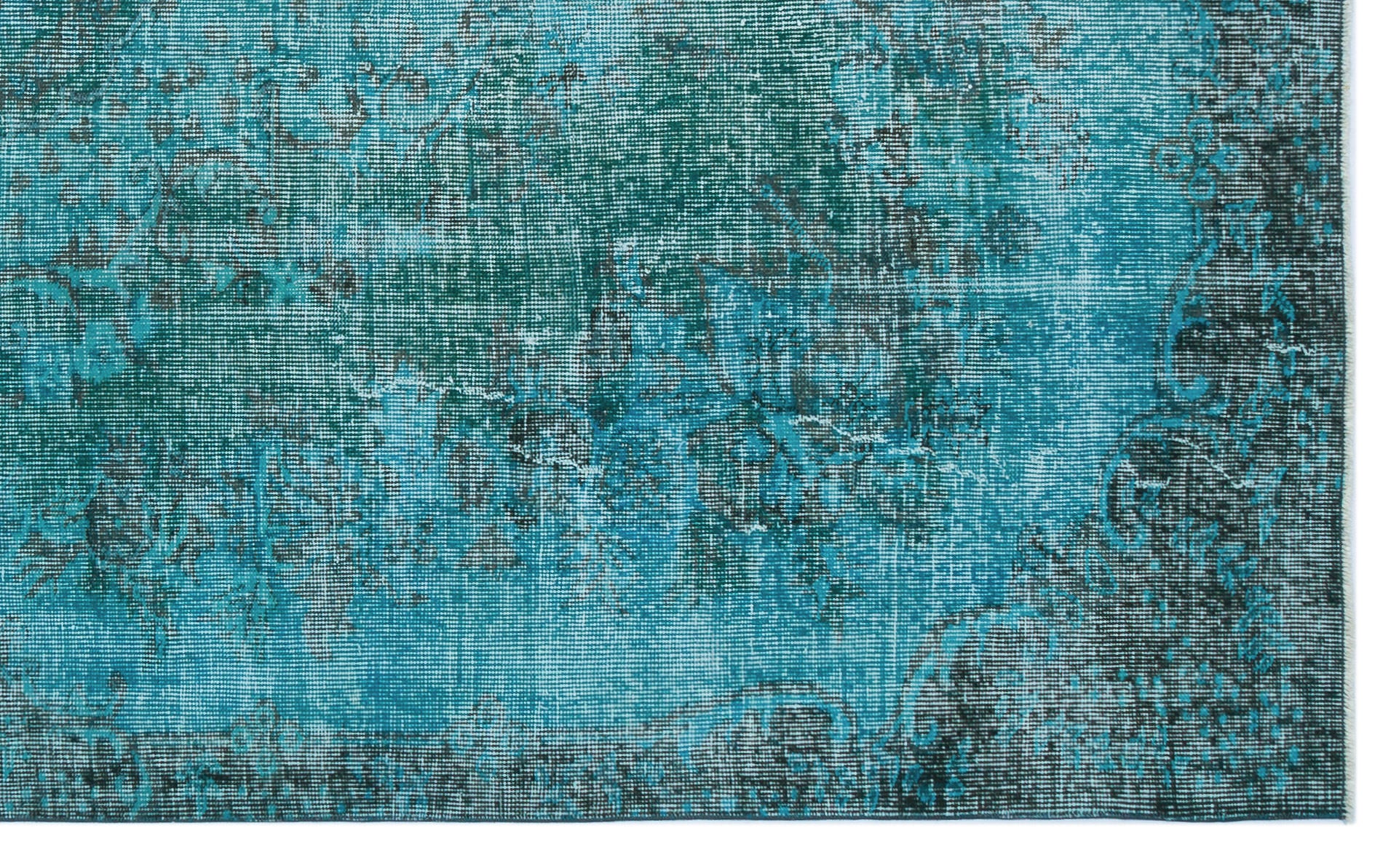 Turquoise  Over Dyed Vintage Rug 5'5'' x 8'11'' ft 165 x 271 cm