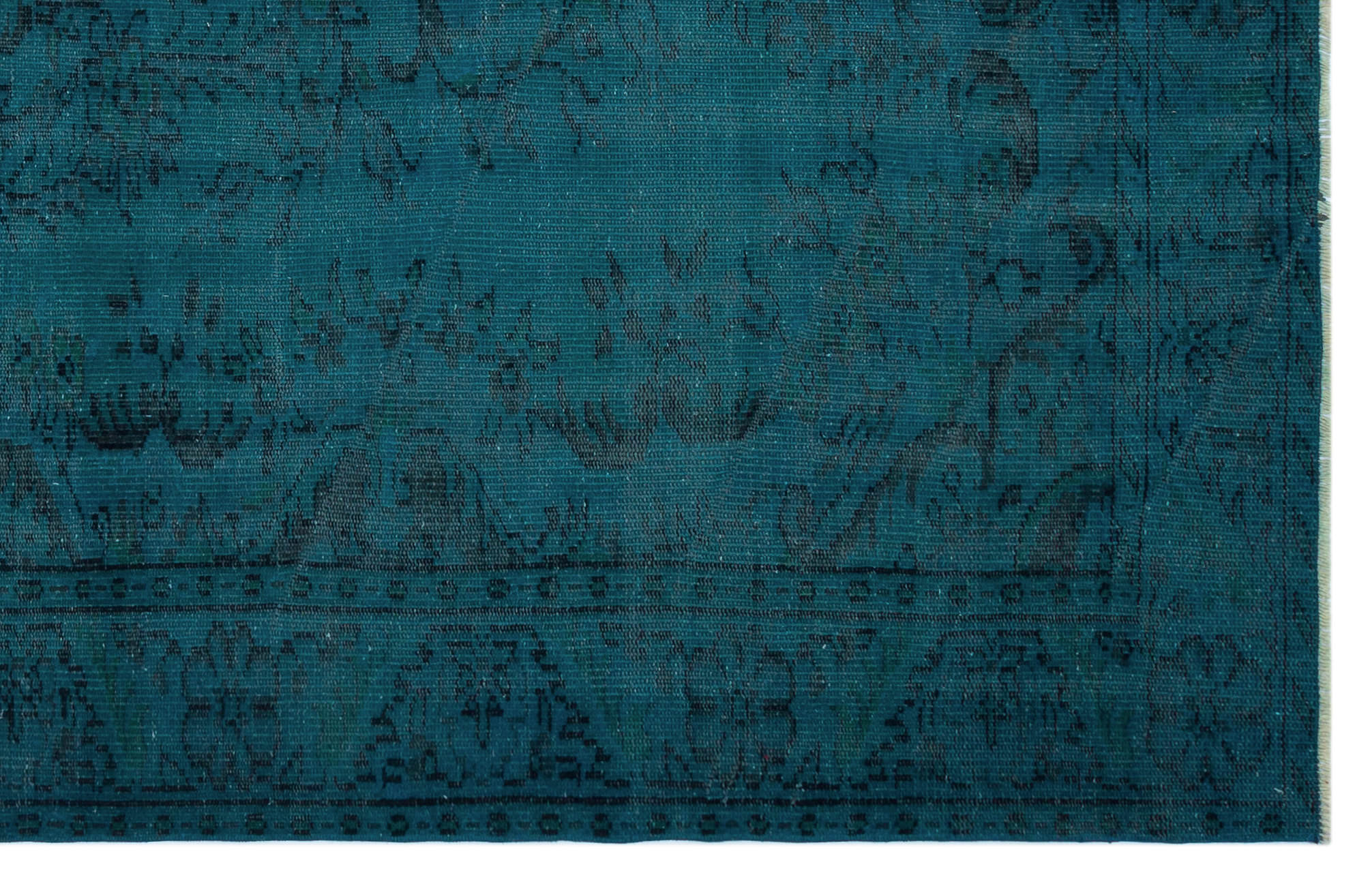 Turquoise  Over Dyed Vintage Rug 5'12'' x 9'3'' ft 182 x 281 cm