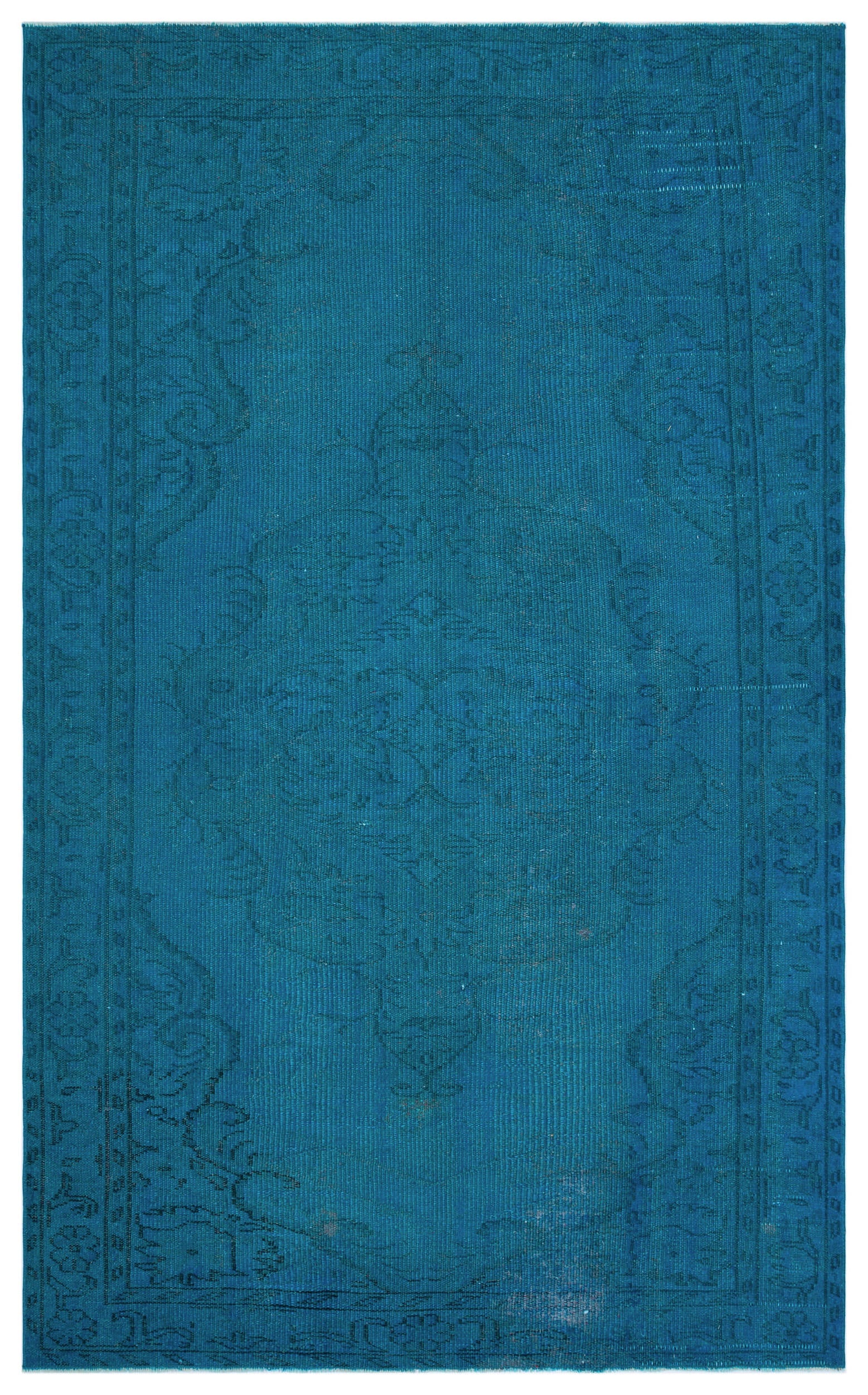 Turquoise  Over Dyed Vintage Rug 5'8'' x 8'11'' ft 172 x 272 cm