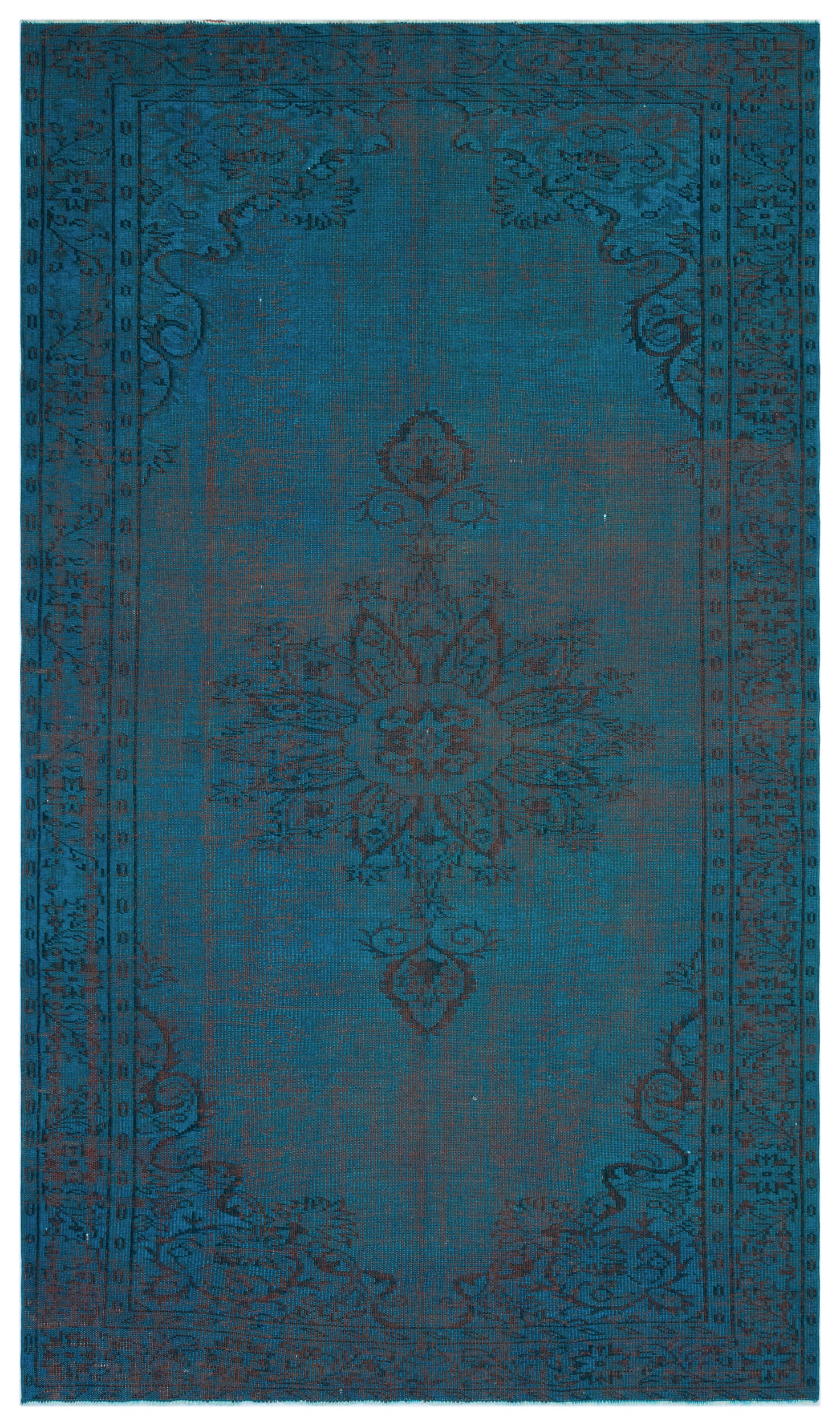 Turquoise  Over Dyed Vintage Rug 6'4'' x 10'2'' ft 192 x 310 cm