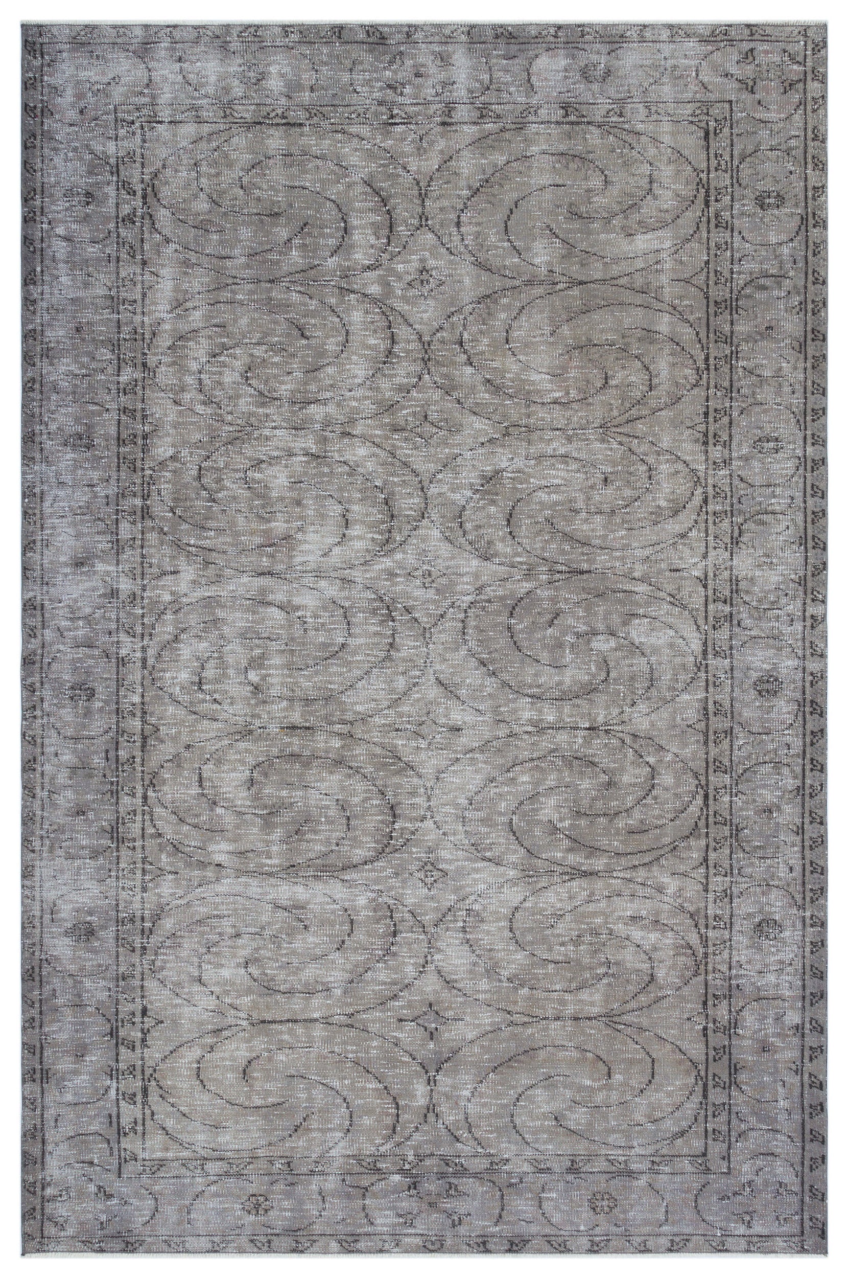 Gray Over Dyed Vintage Rug 5'10'' x 8'11'' ft 177 x 272 cm