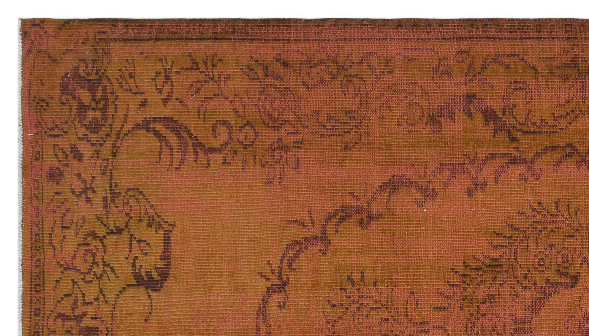 Brown Over Dyed Vintage Rug 5'2'' x 9'3'' ft 158 x 282 cm