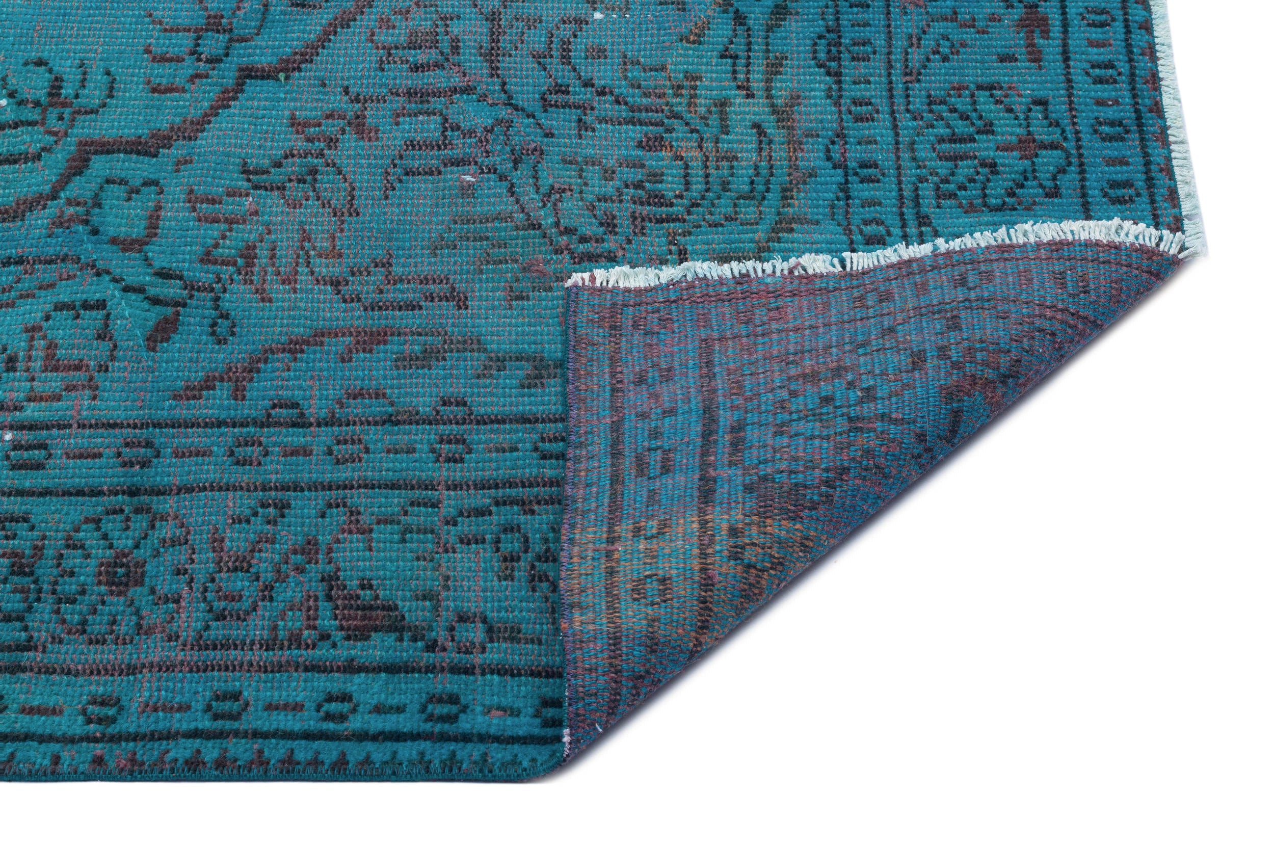 Turquoise  Over Dyed Vintage Rug 6'2'' x 10'0'' ft 187 x 305 cm