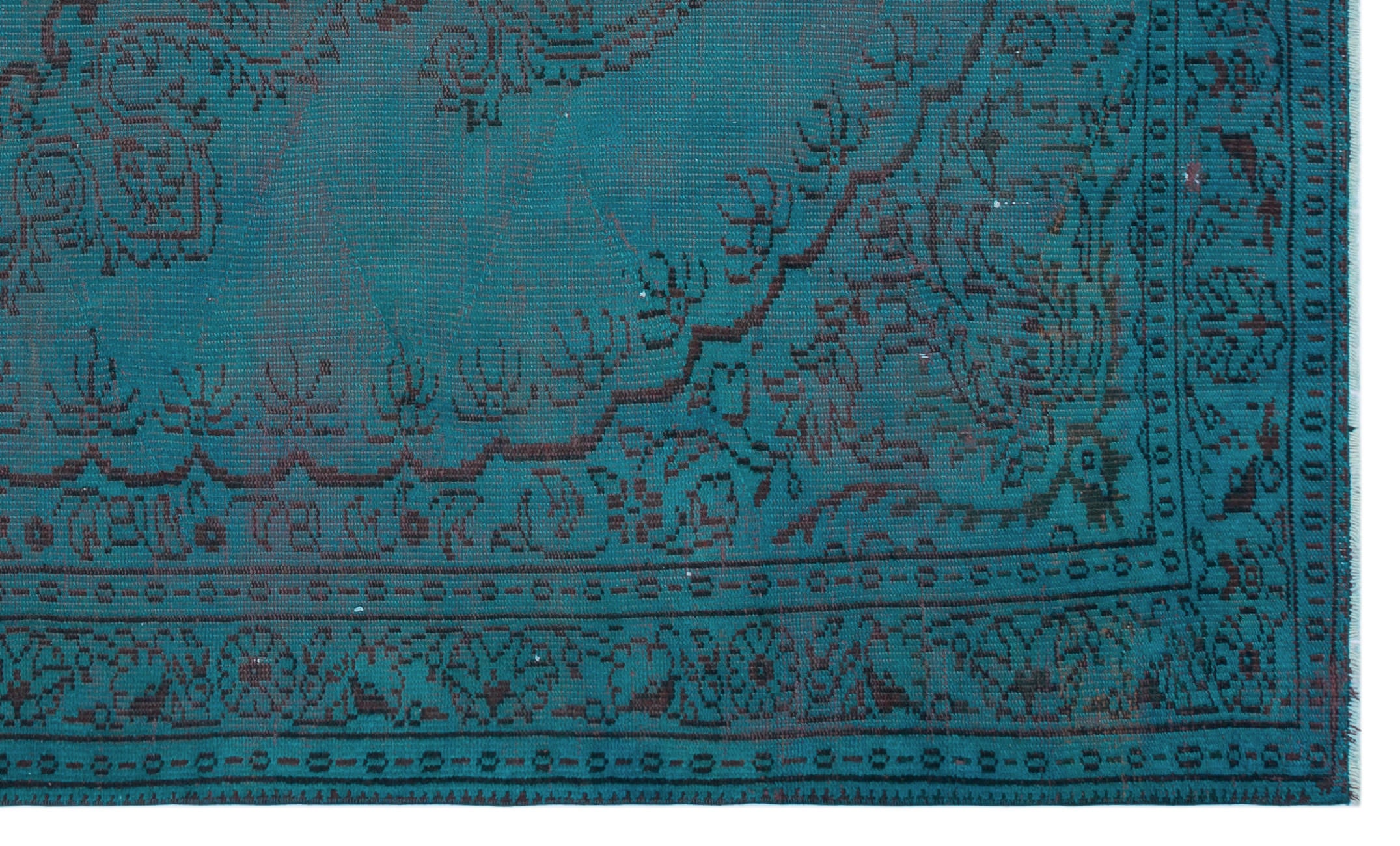 Turquoise  Over Dyed Vintage Rug 6'2'' x 10'0'' ft 187 x 305 cm