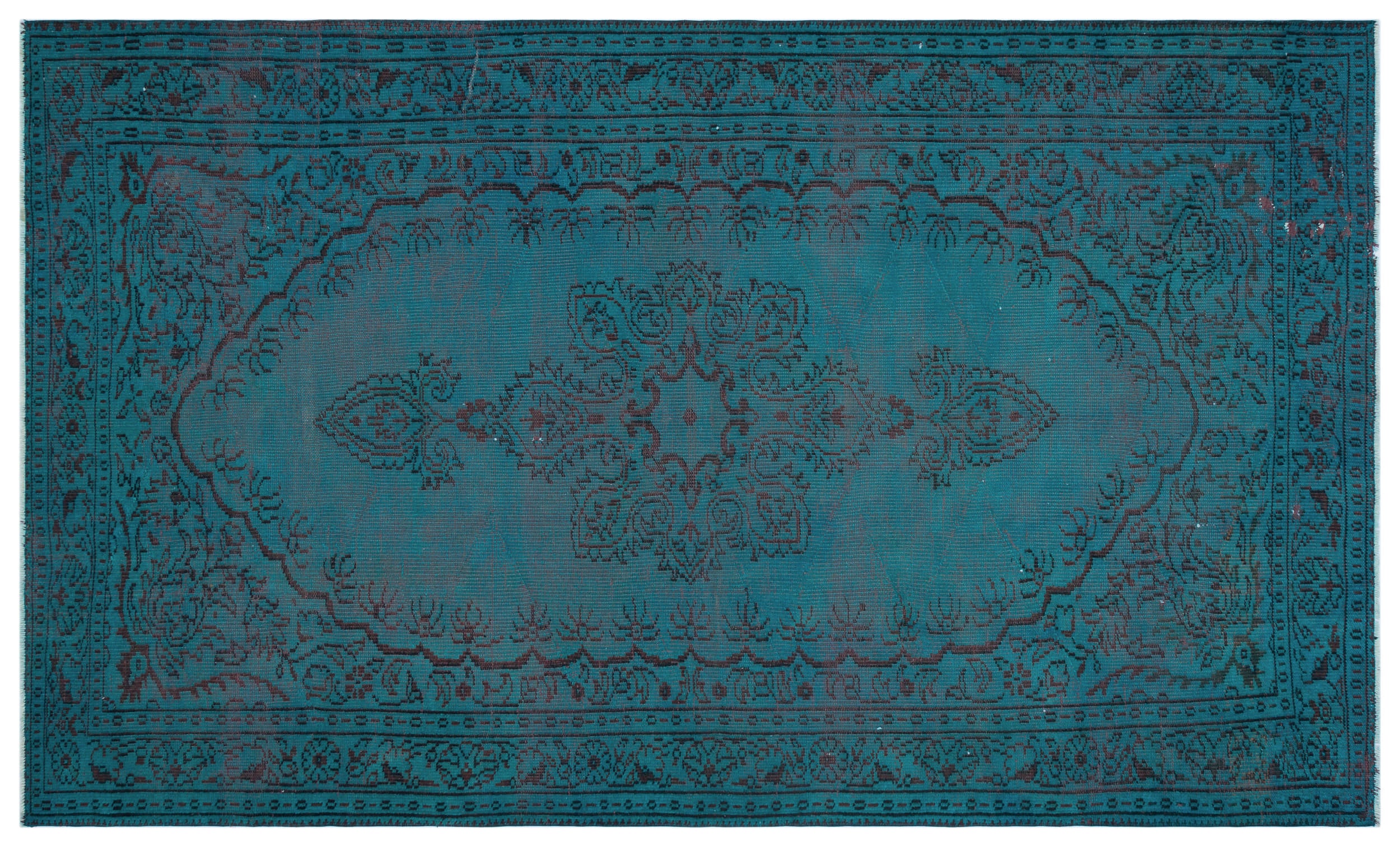 Turquoise  Over Dyed Vintage Rug 6'2'' x 10'0'' ft 187 x 305 cm