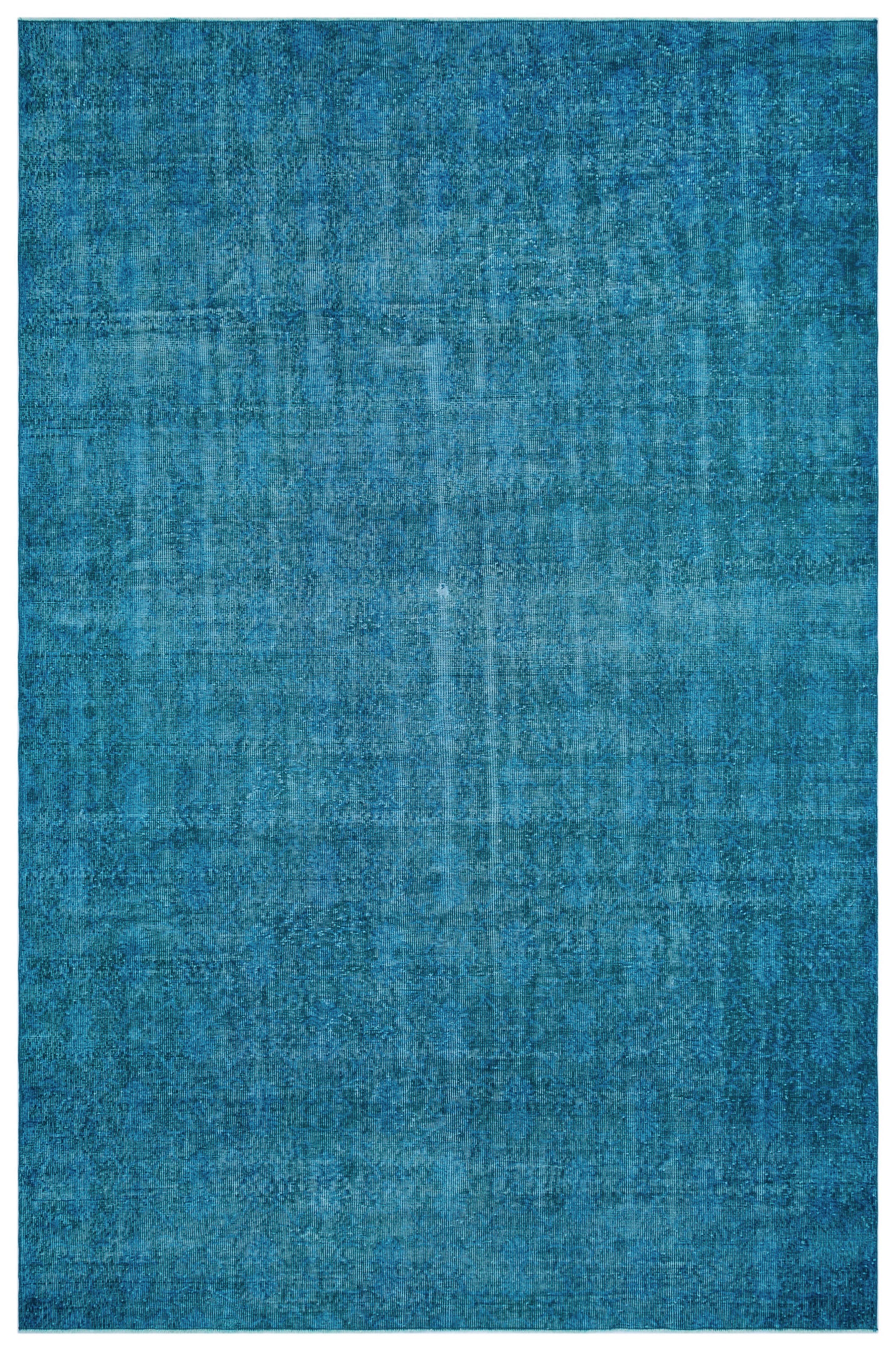 Turquoise  Over Dyed Vintage Rug 7'1'' x 10'11'' ft 216 x 334 cm