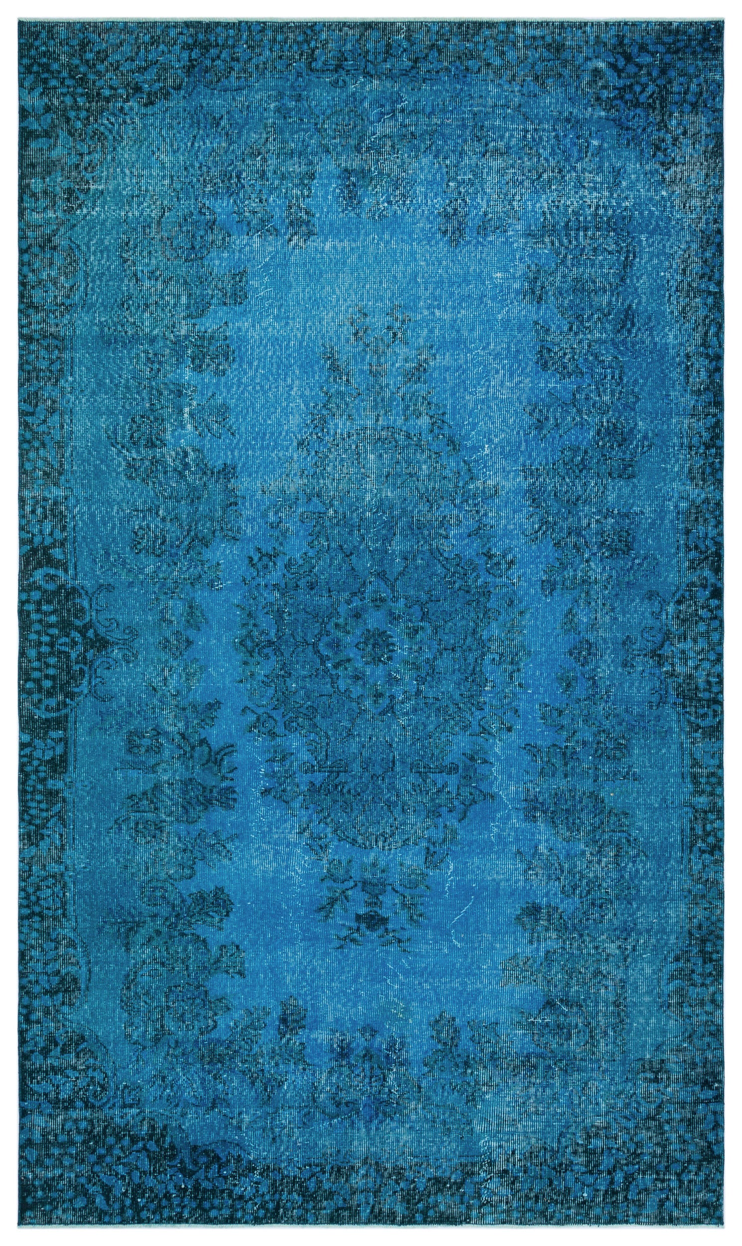 Turquoise  Over Dyed Vintage Rug 5'10'' x 10'1'' ft 179 x 307 cm