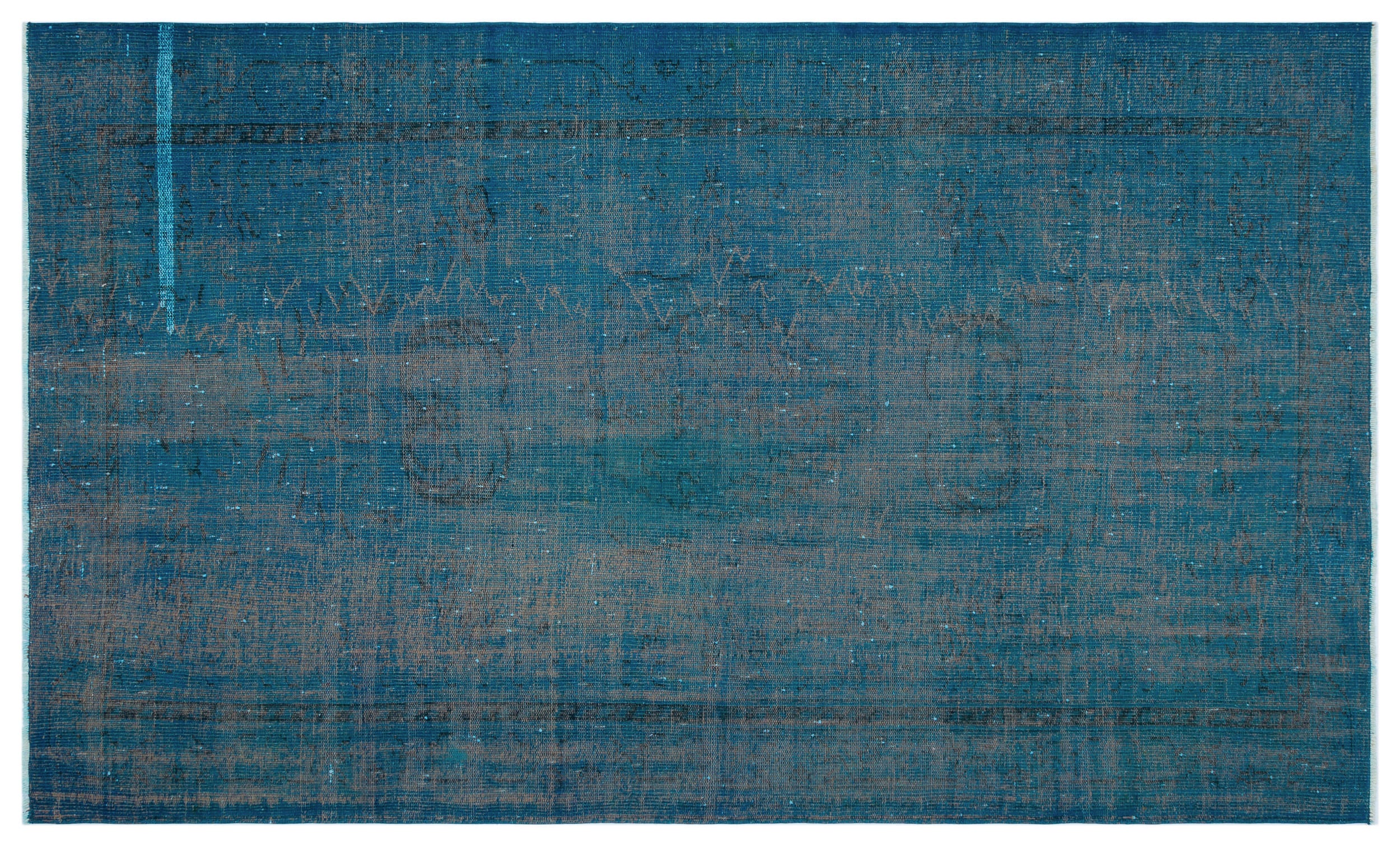 Turquoise  Over Dyed Vintage Rug 5'3'' x 8'10'' ft 160 x 270 cm