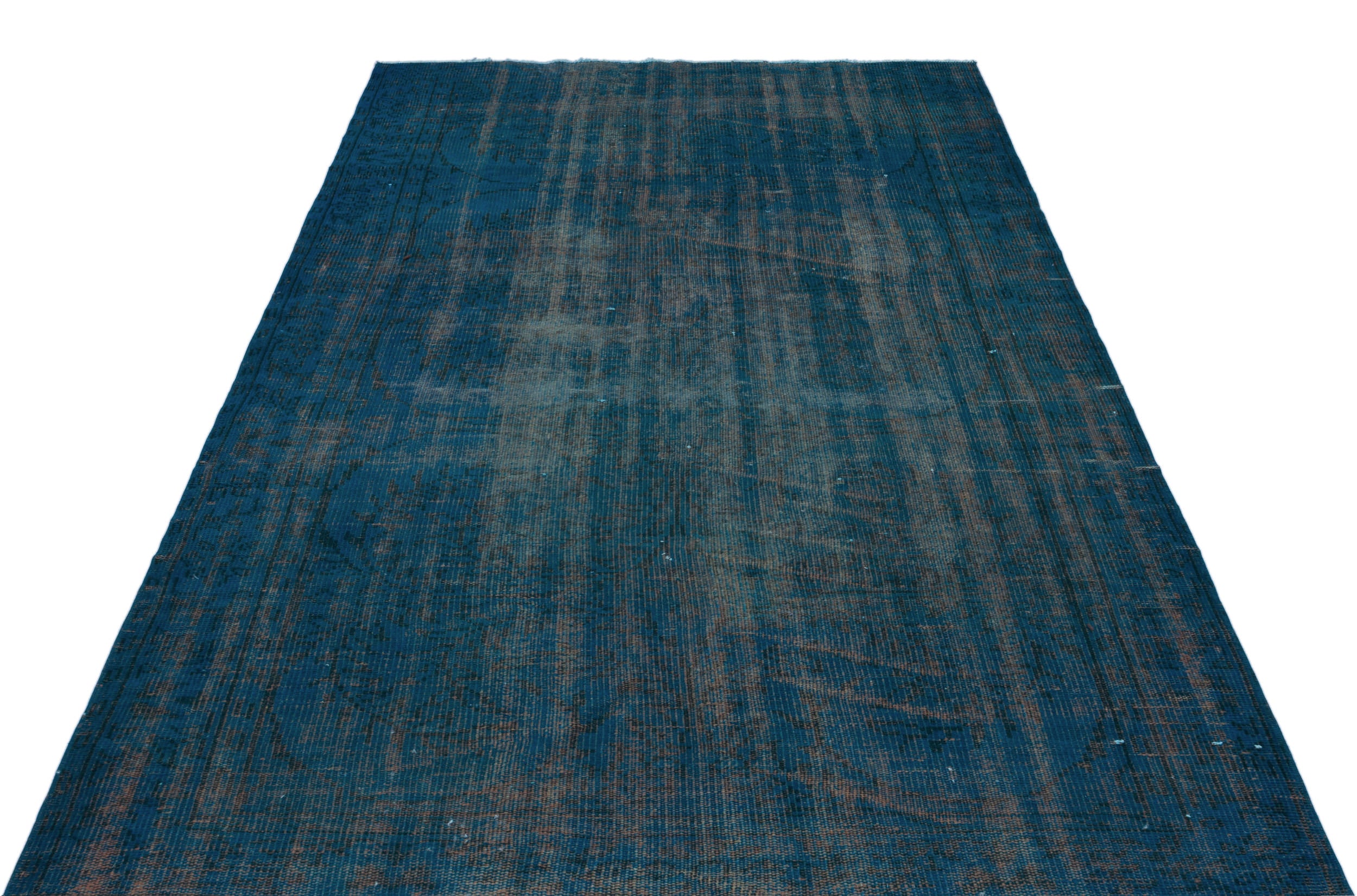 Turquoise  Over Dyed Vintage Rug 5'4'' x 8'8'' ft 162 x 265 cm