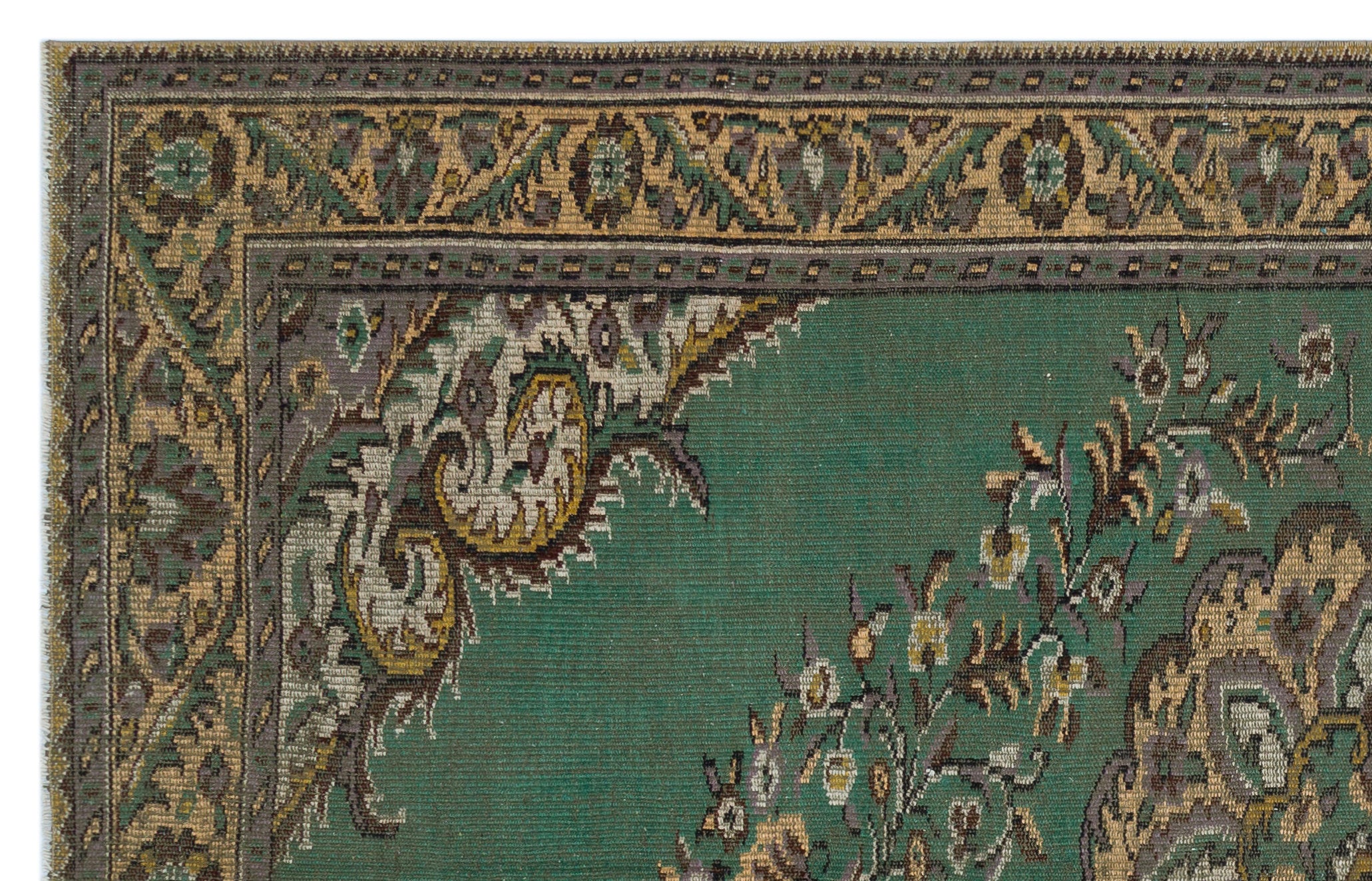 Green Over Dyed Vintage Rug 6'1'' x 9'7'' ft 186 x 292 cm