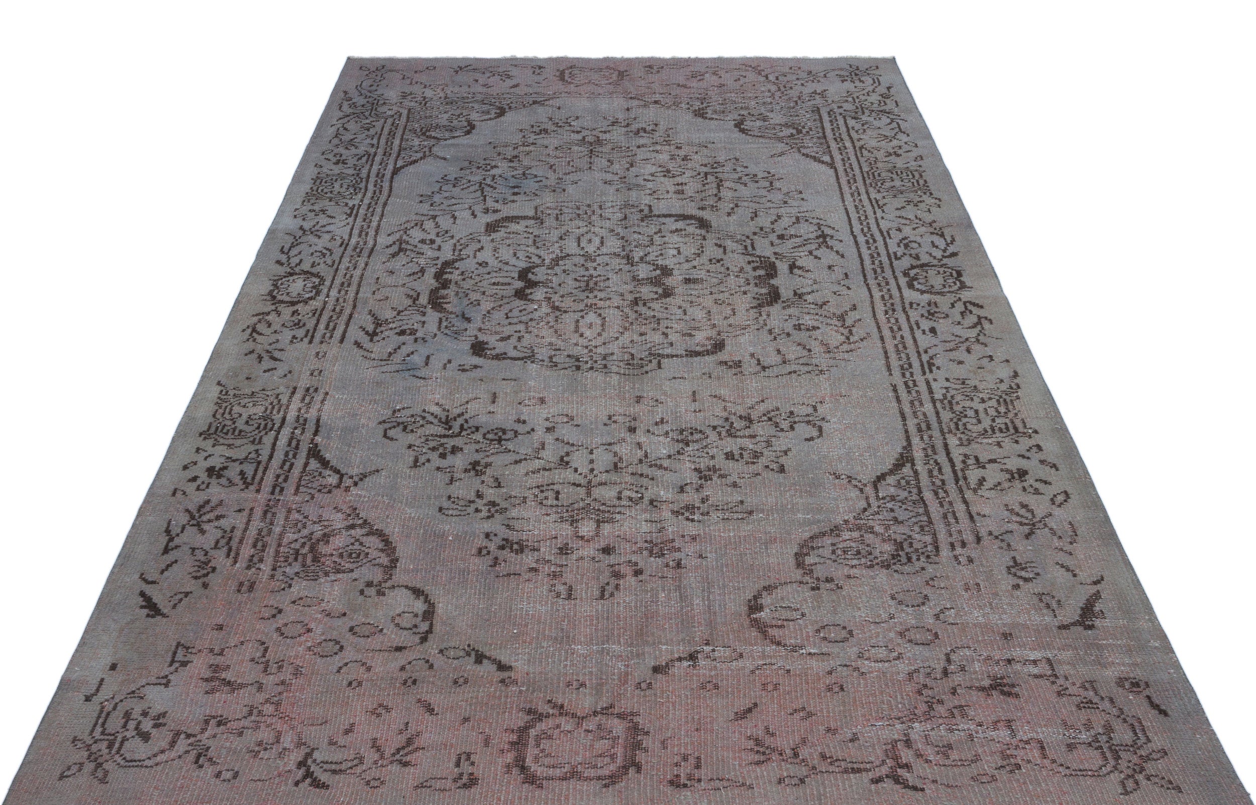 Gray Over Dyed Vintage Rug 5'5'' x 8'6'' ft 165 x 259 cm