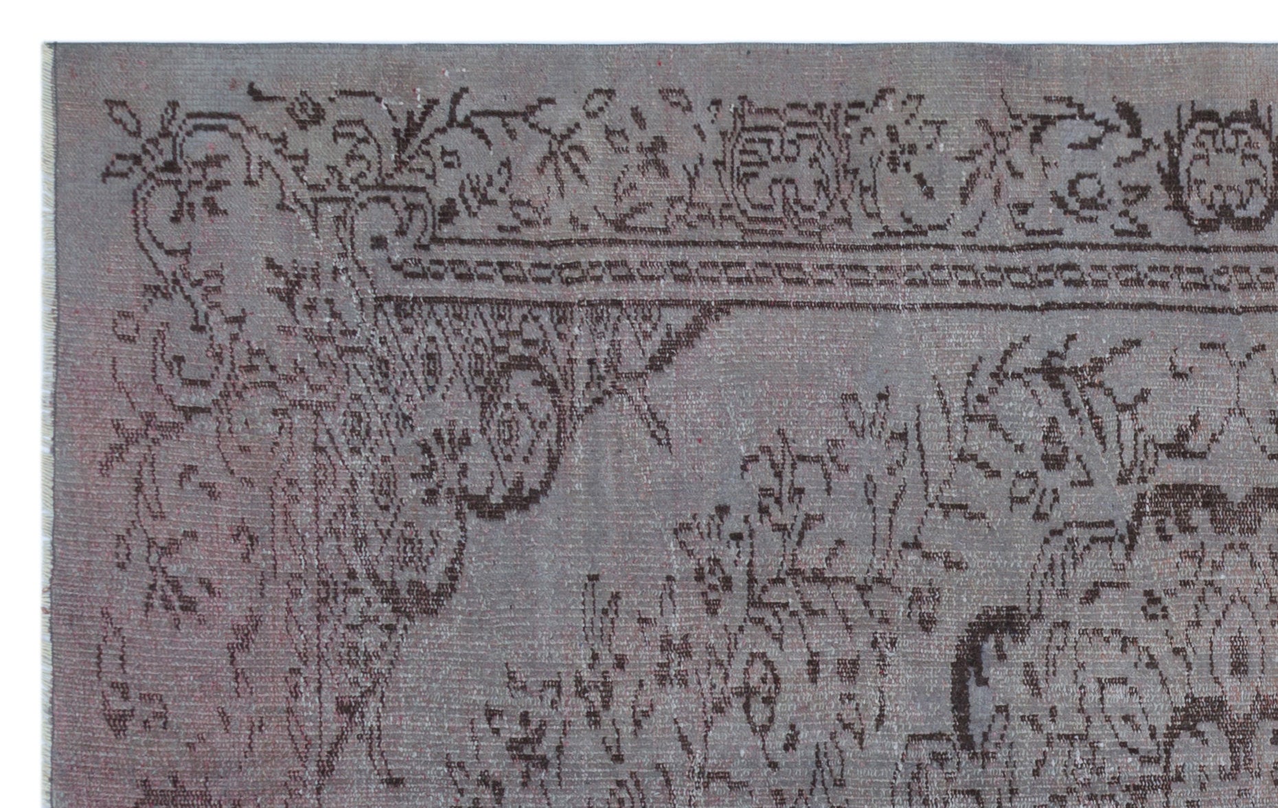 Gray Over Dyed Vintage Rug 5'5'' x 8'6'' ft 165 x 259 cm
